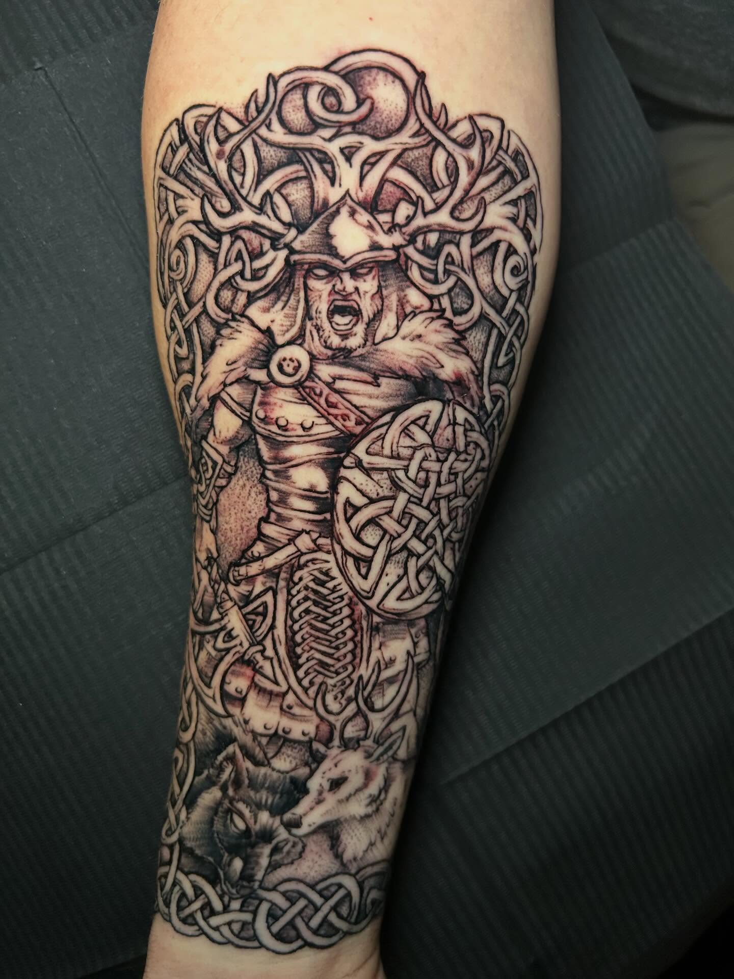 Tattoo by @jon_f_n_story — black_and_grey, dotwork
