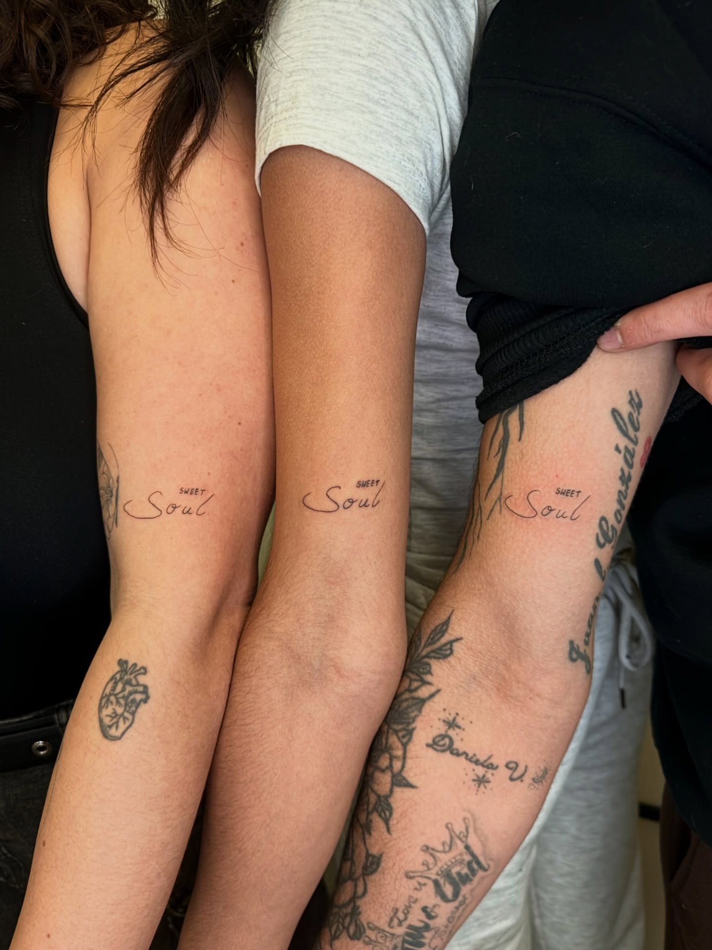 Heart and script black and grey tattoo on the forearm by Dabbo🩸