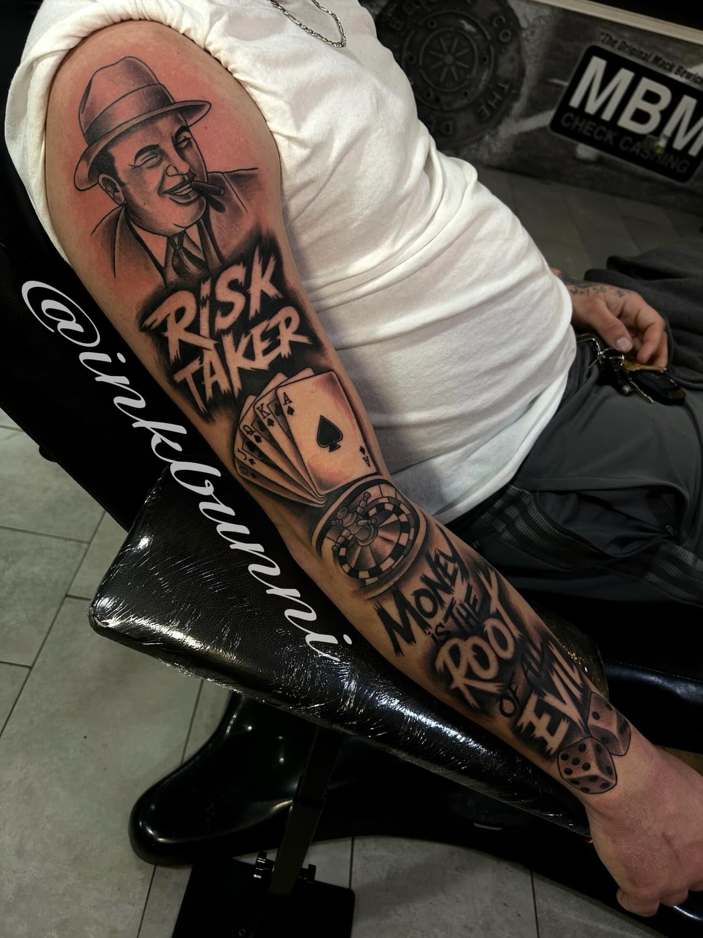 Risk taker American traditional tattoo on the forearm by Hailey Aka inkbunni, Detroit, Michigan