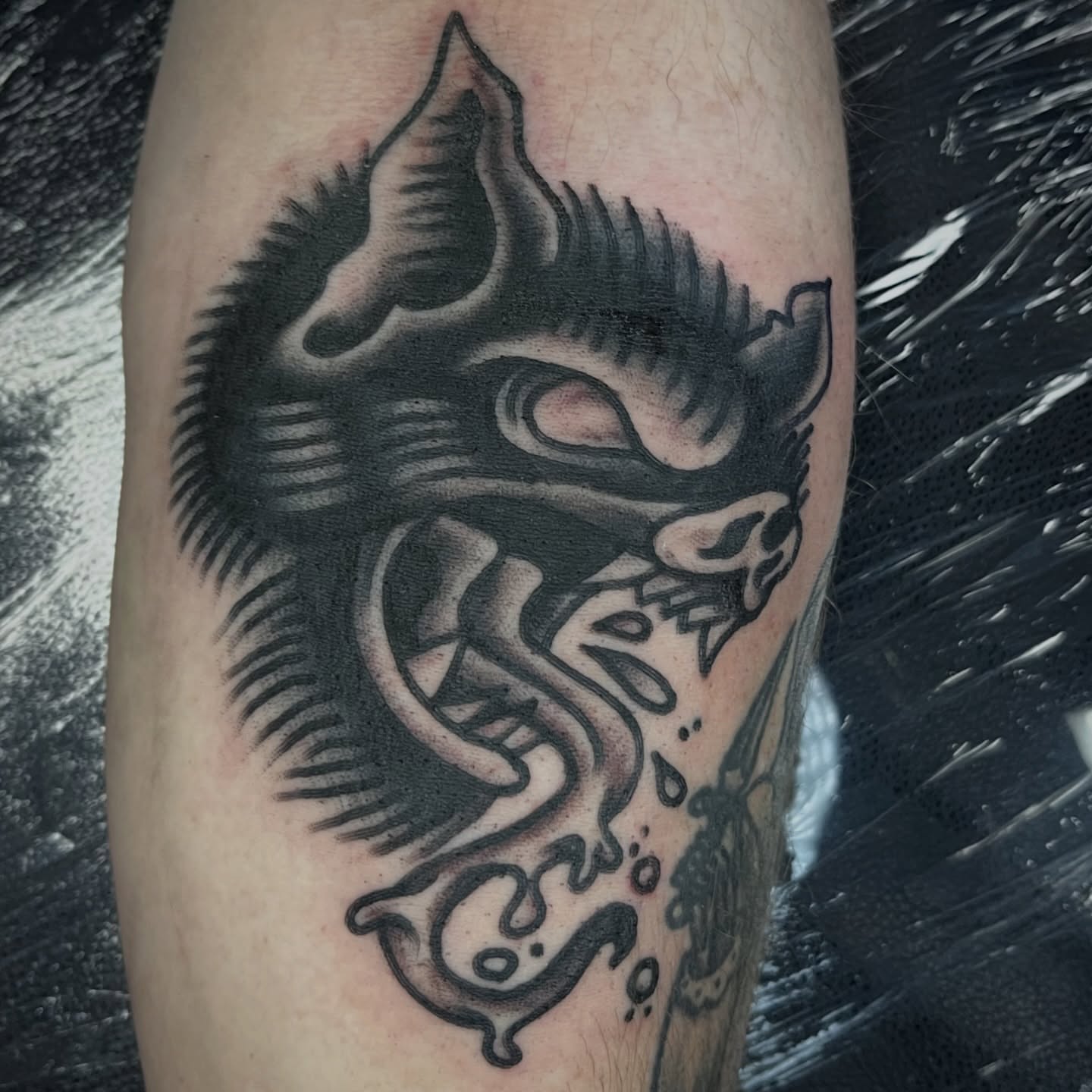 Demon black and grey tattoo on the forearm by You’ll save me in your phone as Tattoo Tim