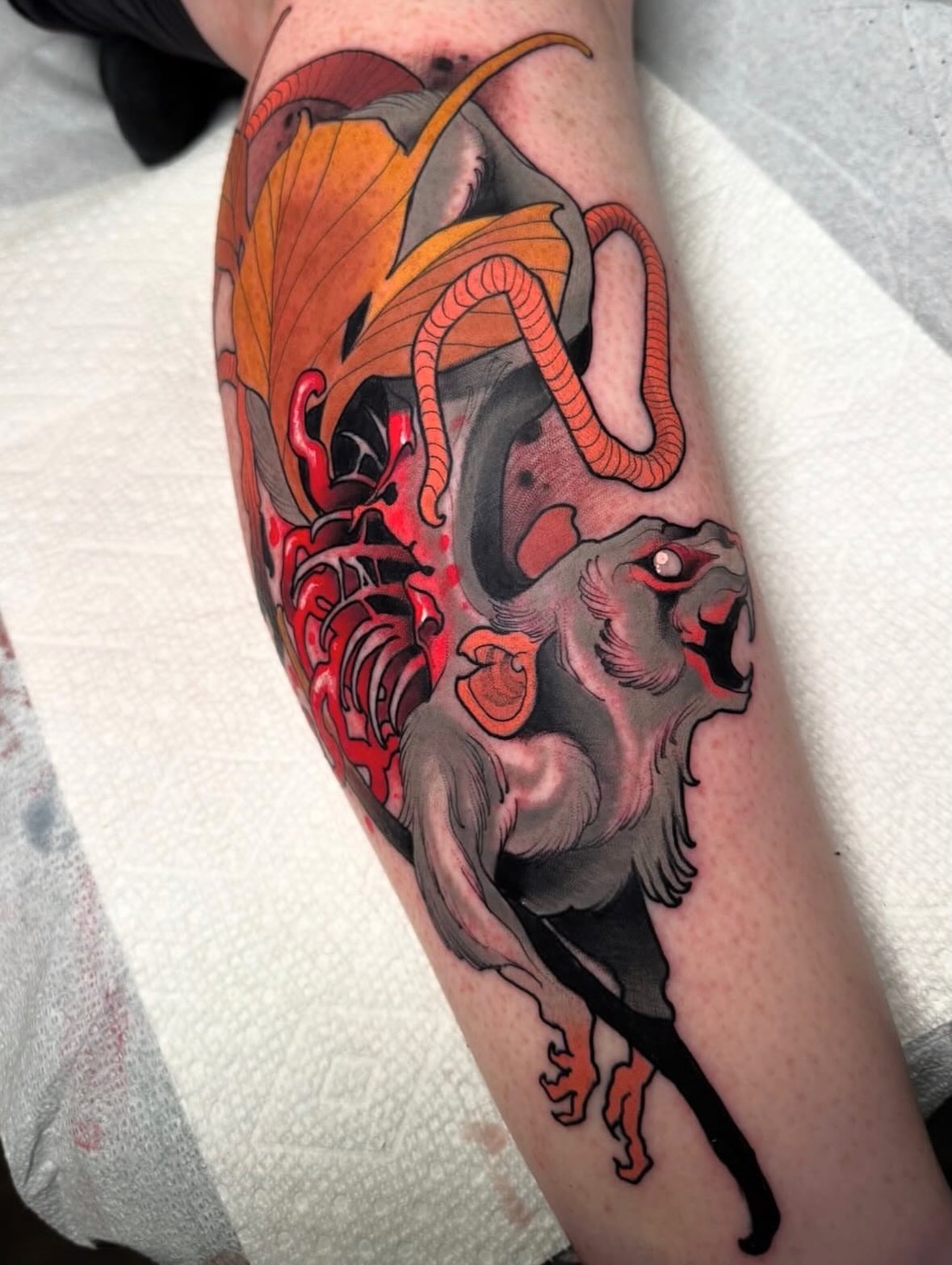 Tattoo by @therealinnerlip — american_traditional, dotwork