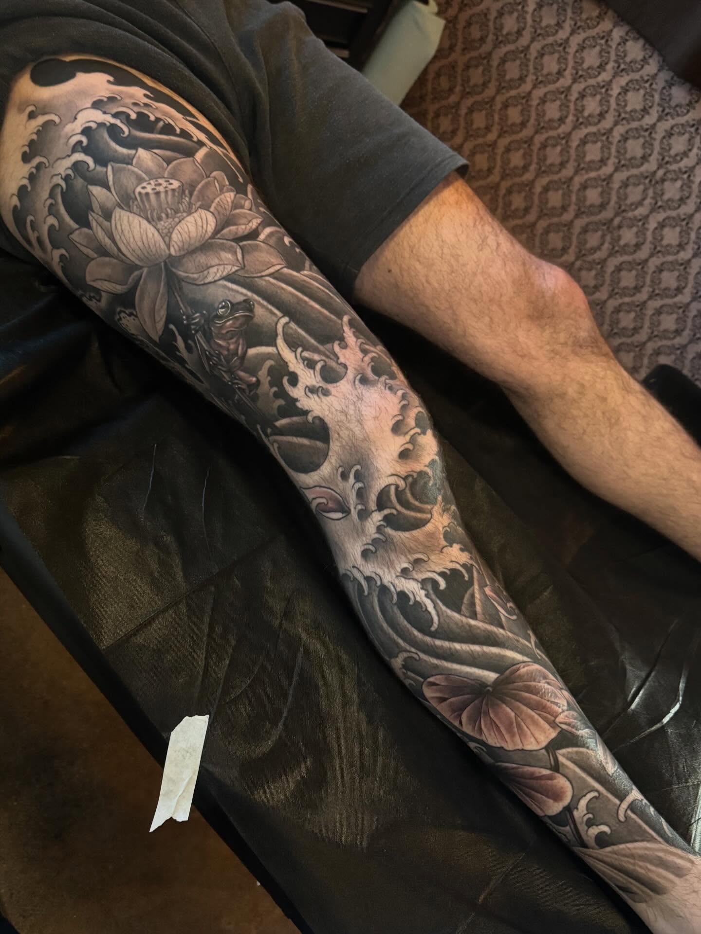 Tattoo by @dominicholmes_art — japanese_irezumi, black_and_grey