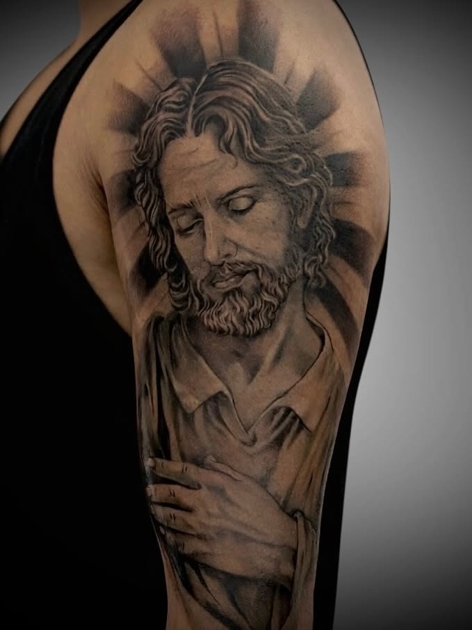 Tattoo by @_mitsukochingart — realism, black_and_grey