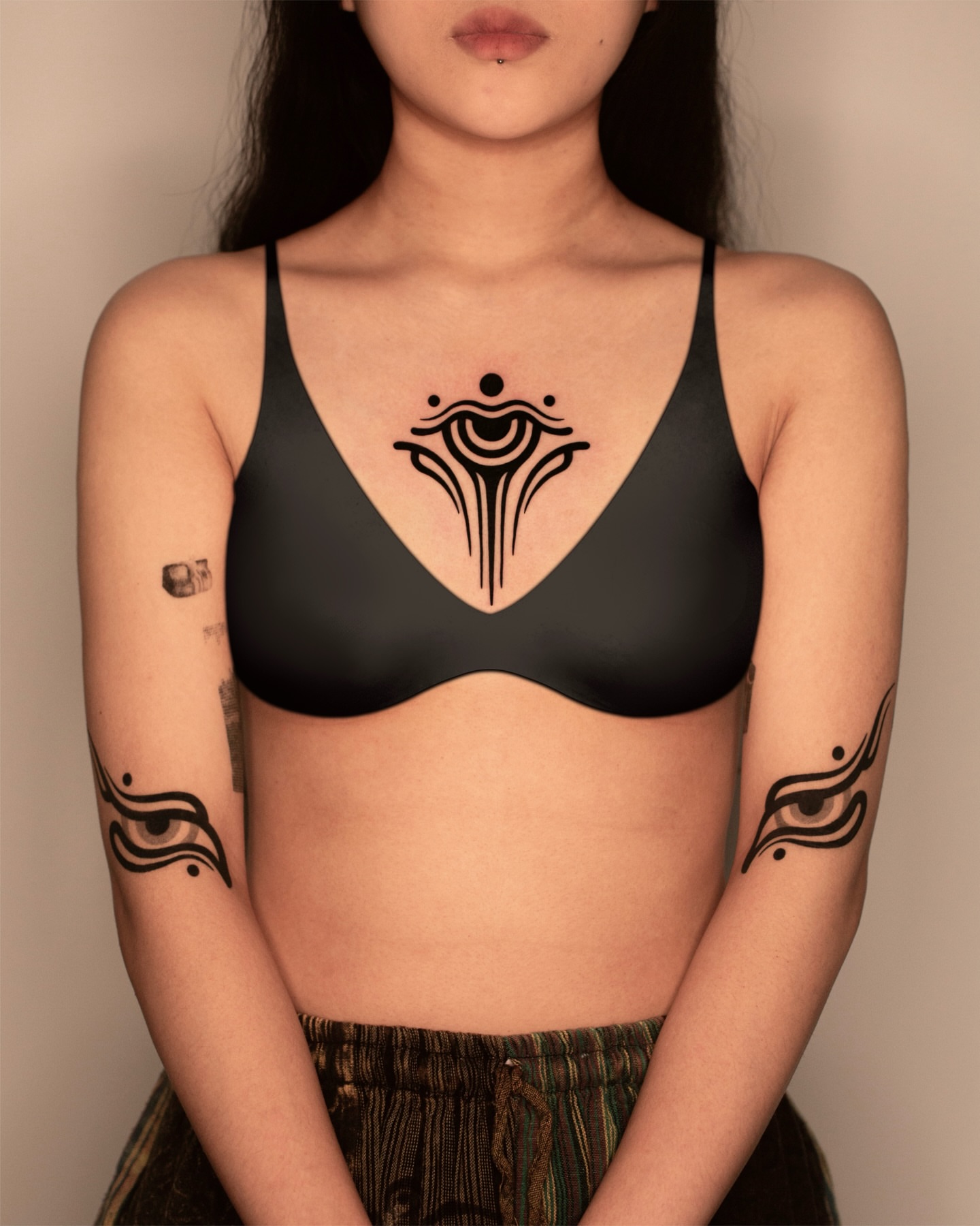 Abstract geometric design geometric tattoo on the chest by Fisher Man