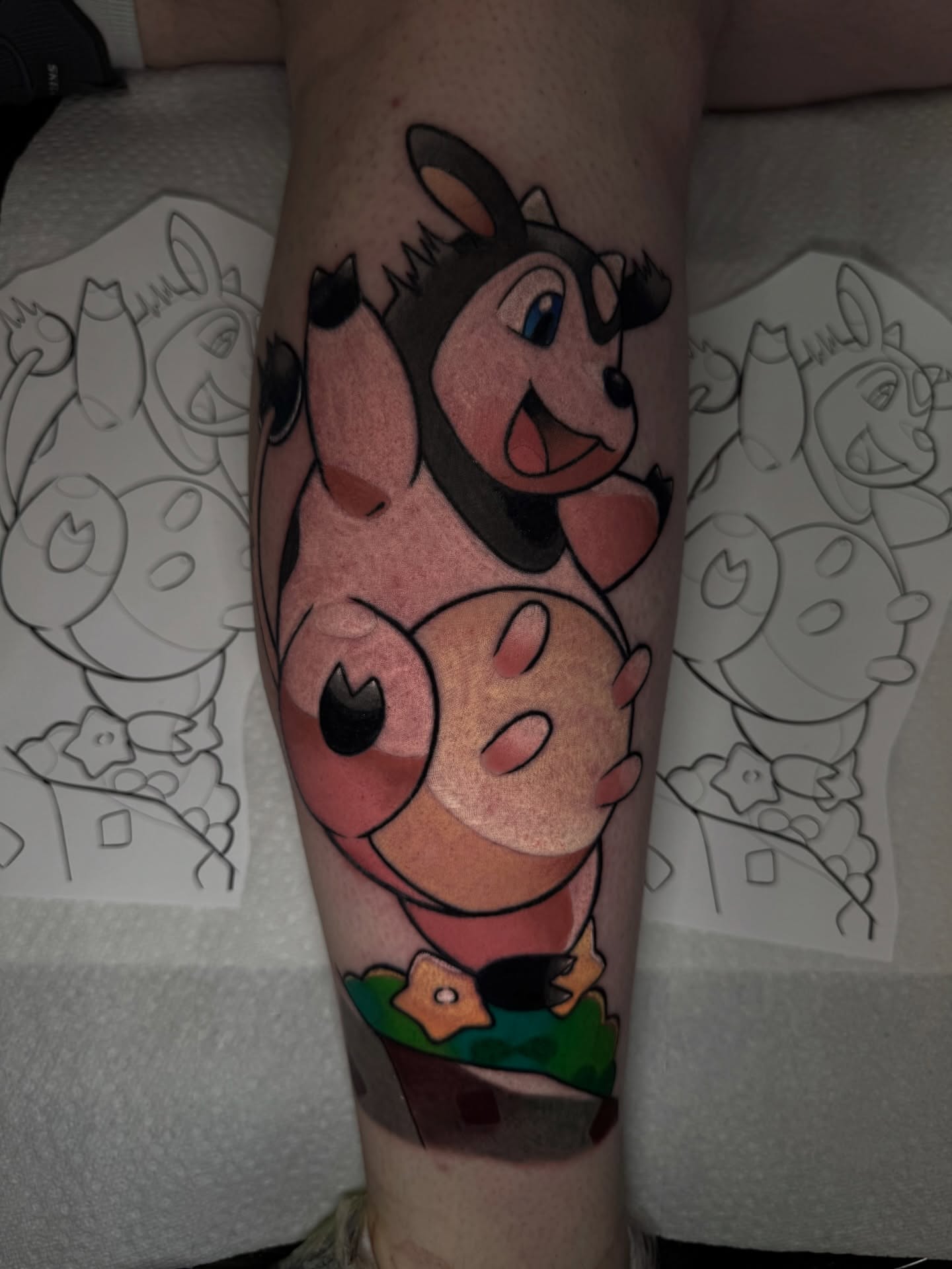 Cow new school tattoo on the forearm by Anthony D. Rustik