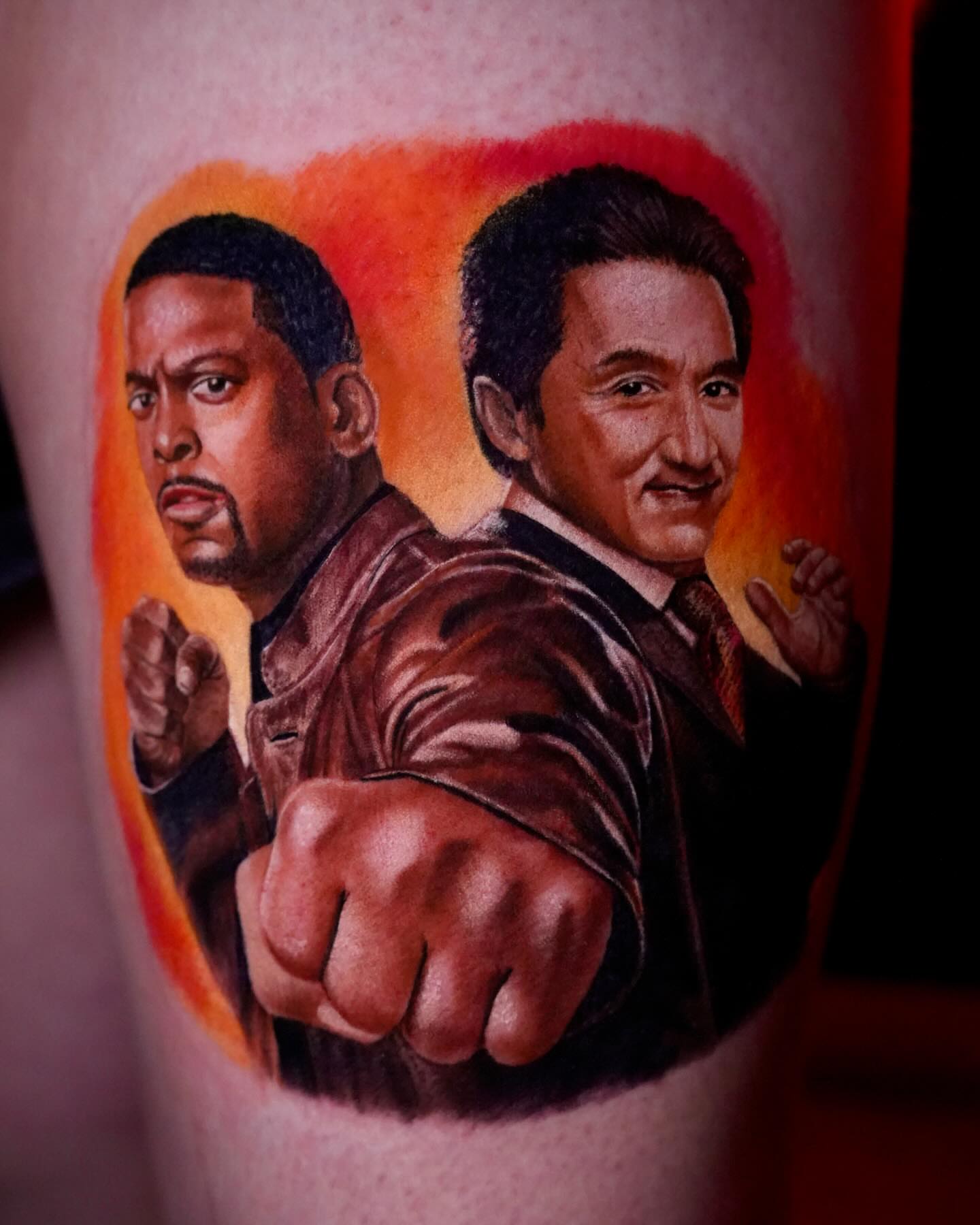Two men realism tattoo on the forearm by SID OU - Tattoo Artist