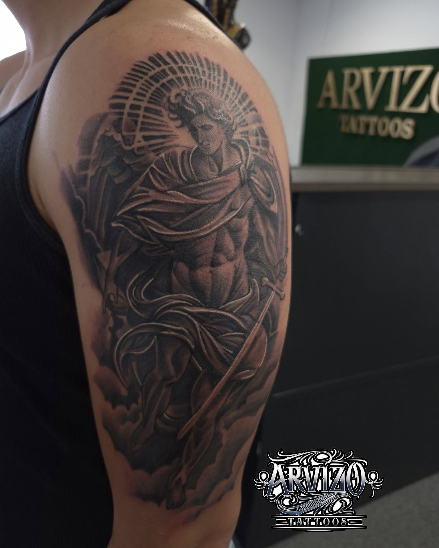 Tattoo by @arvizo_tattoos — black_and_grey, realism