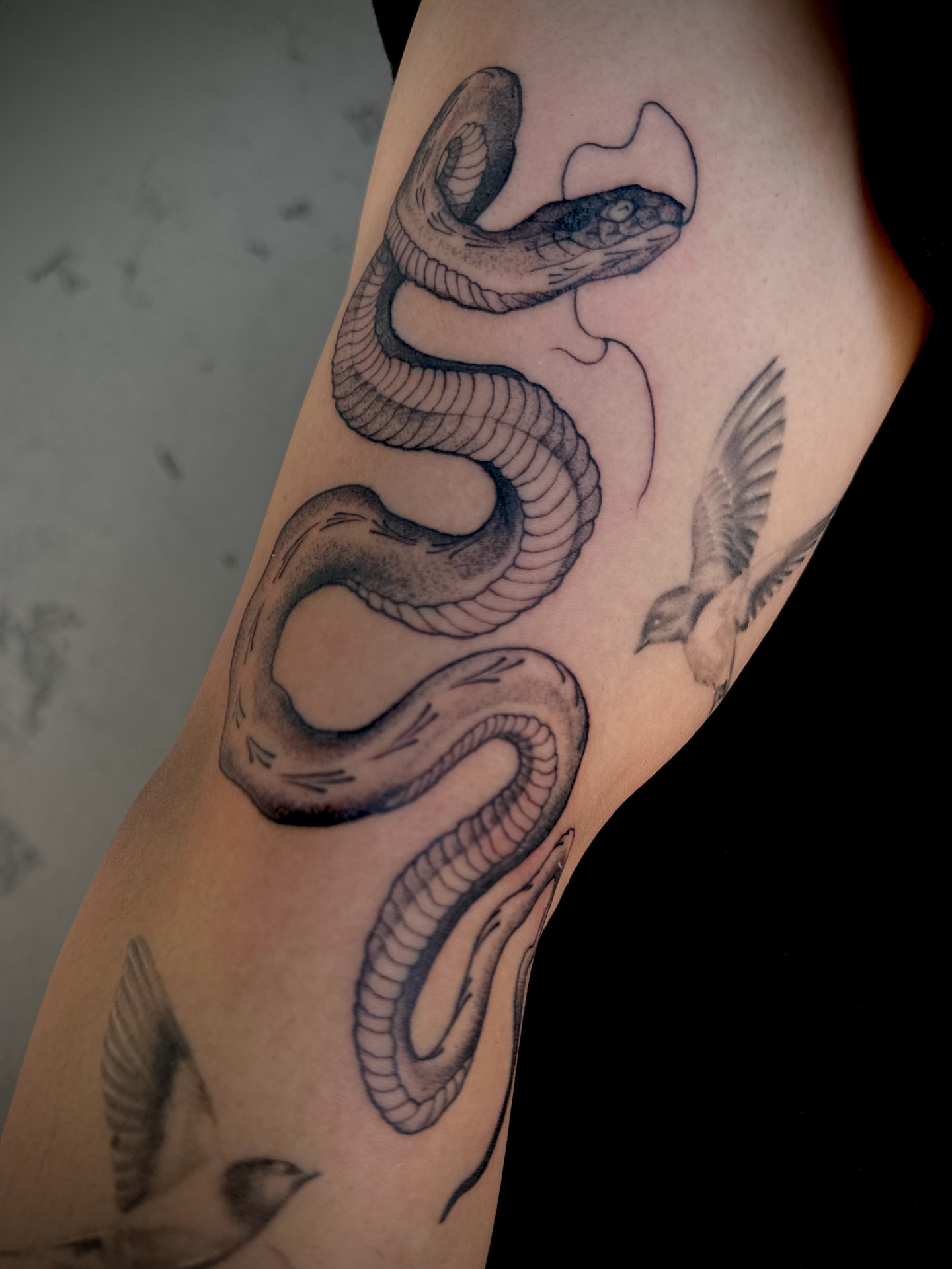 Tattoo by @morgan_tattoos — black_and_grey
