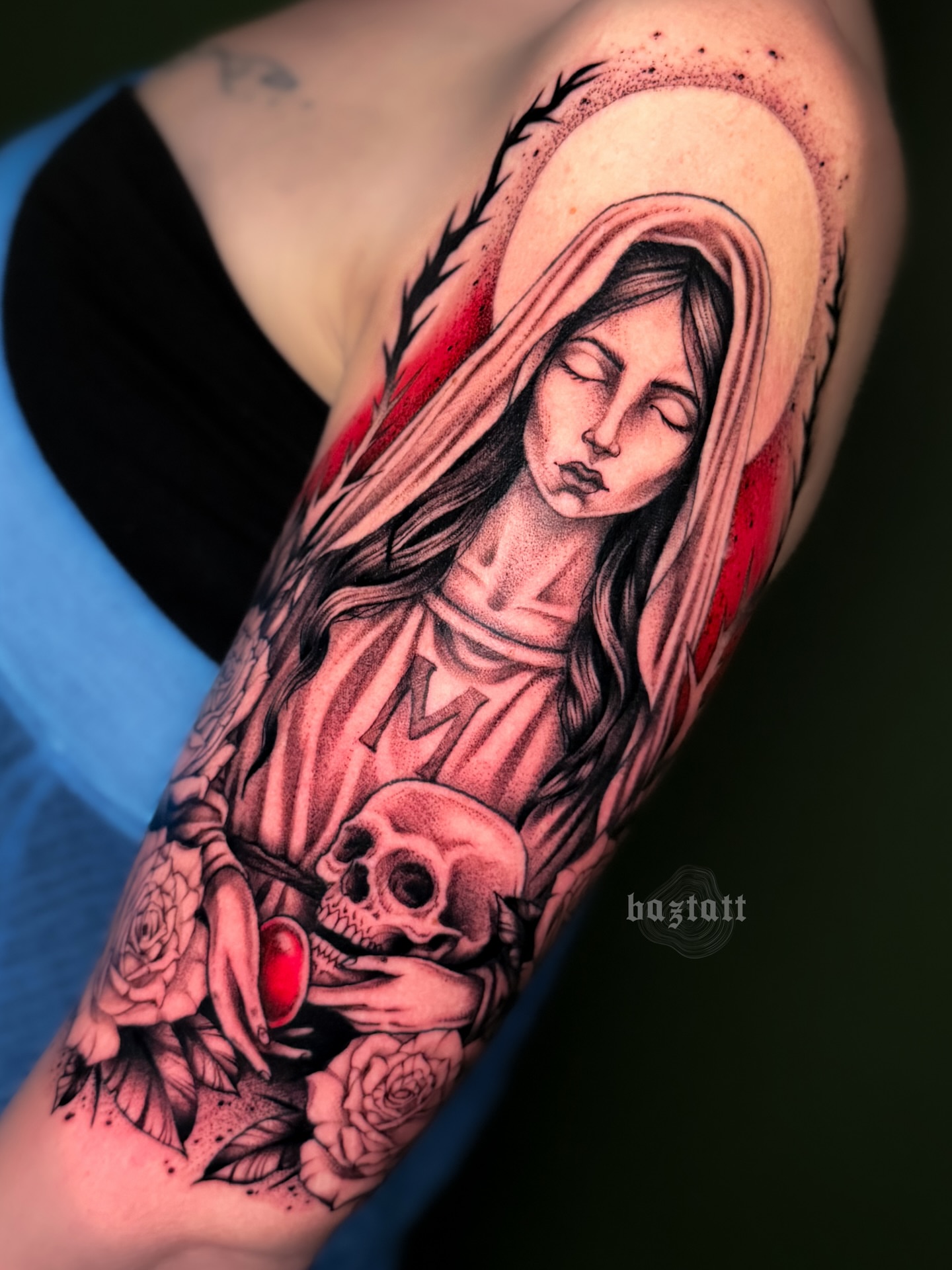 Religious figure realism tattoo on the forearm by bri allura ✿ tattoo artist  ✿ cleveland, oh