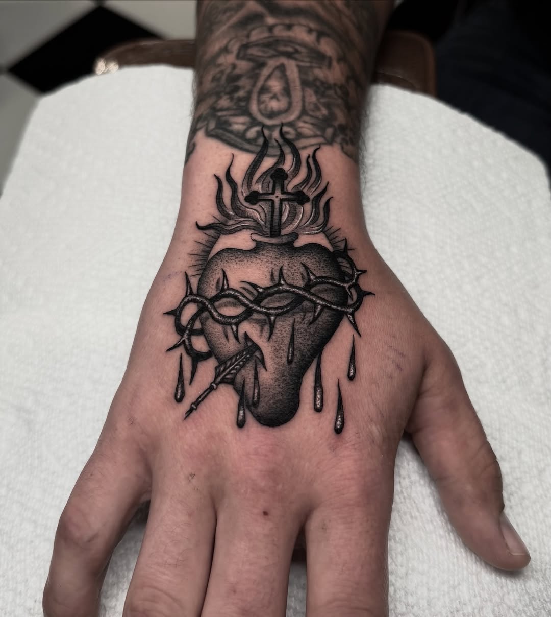 Tattoo by @matthewthomastattoo — black_and_grey, dark_realism