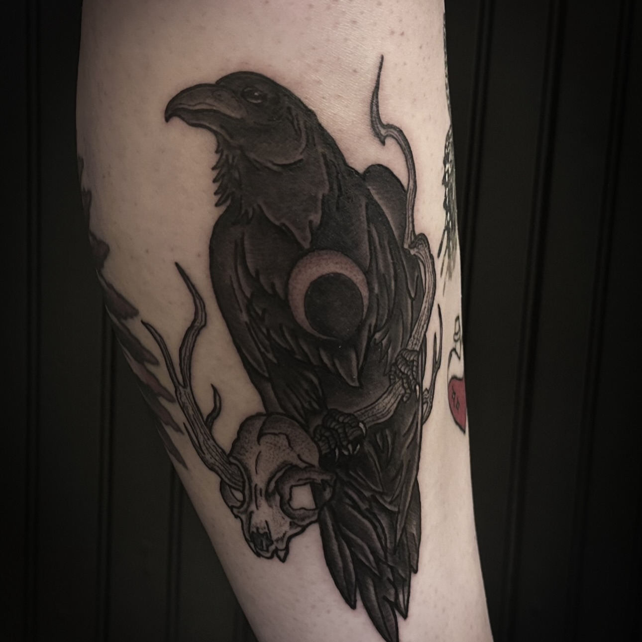 Tattoo by @needlecakeinc — black_and_grey, dark_realism