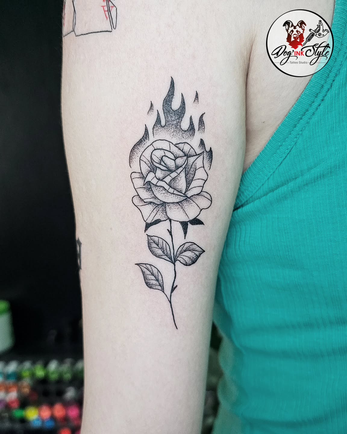 Tattoo by @dog_ink_style β dotwork, black_and_grey