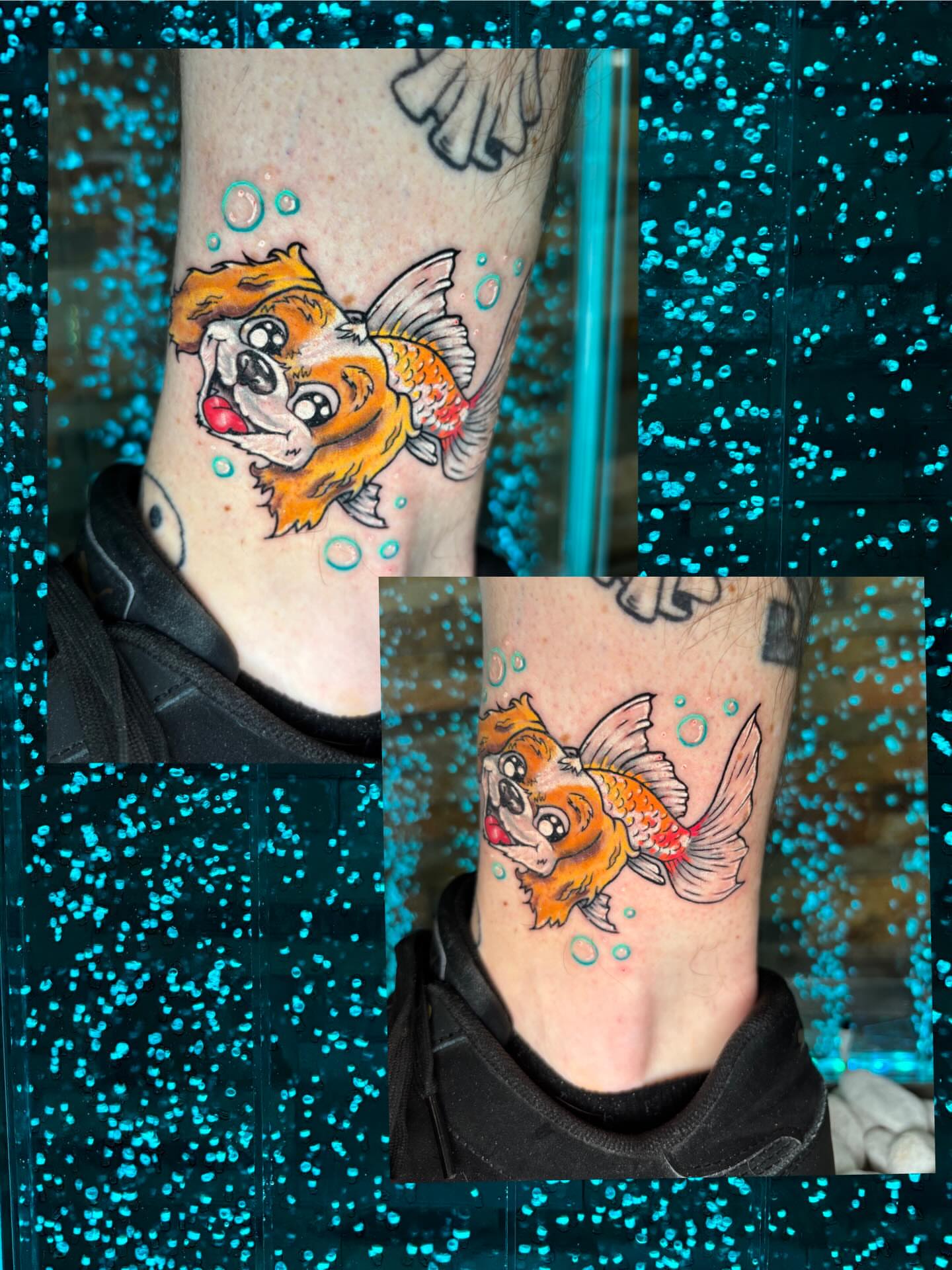 Dog realism tattoo on the forearm by Stephanie Rowe