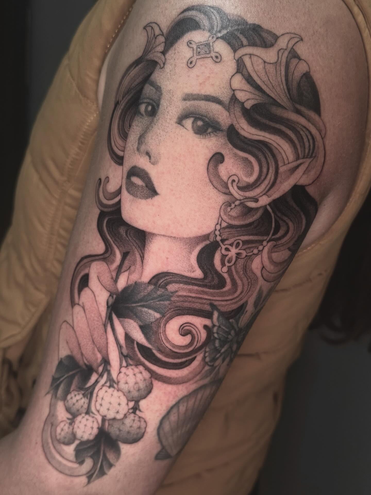 Tattoo by @blacklambx — dotwork, realism