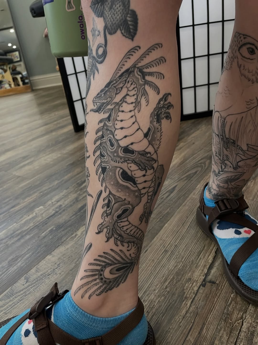 Tattoo by @calebbakertattoo — japanese_irezumi, black_and_grey