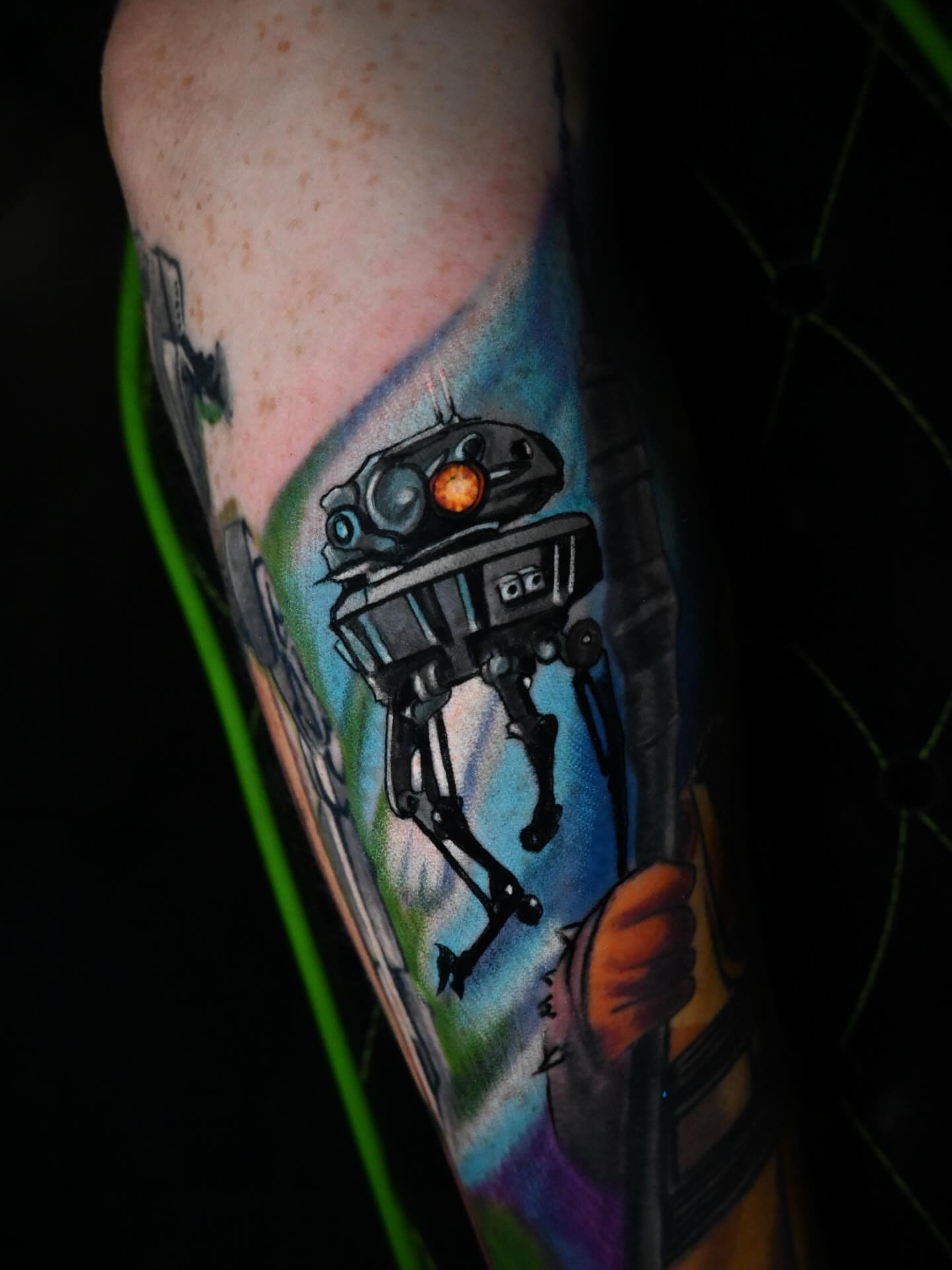 Robot realism tattoo on the forearm by William Pollock