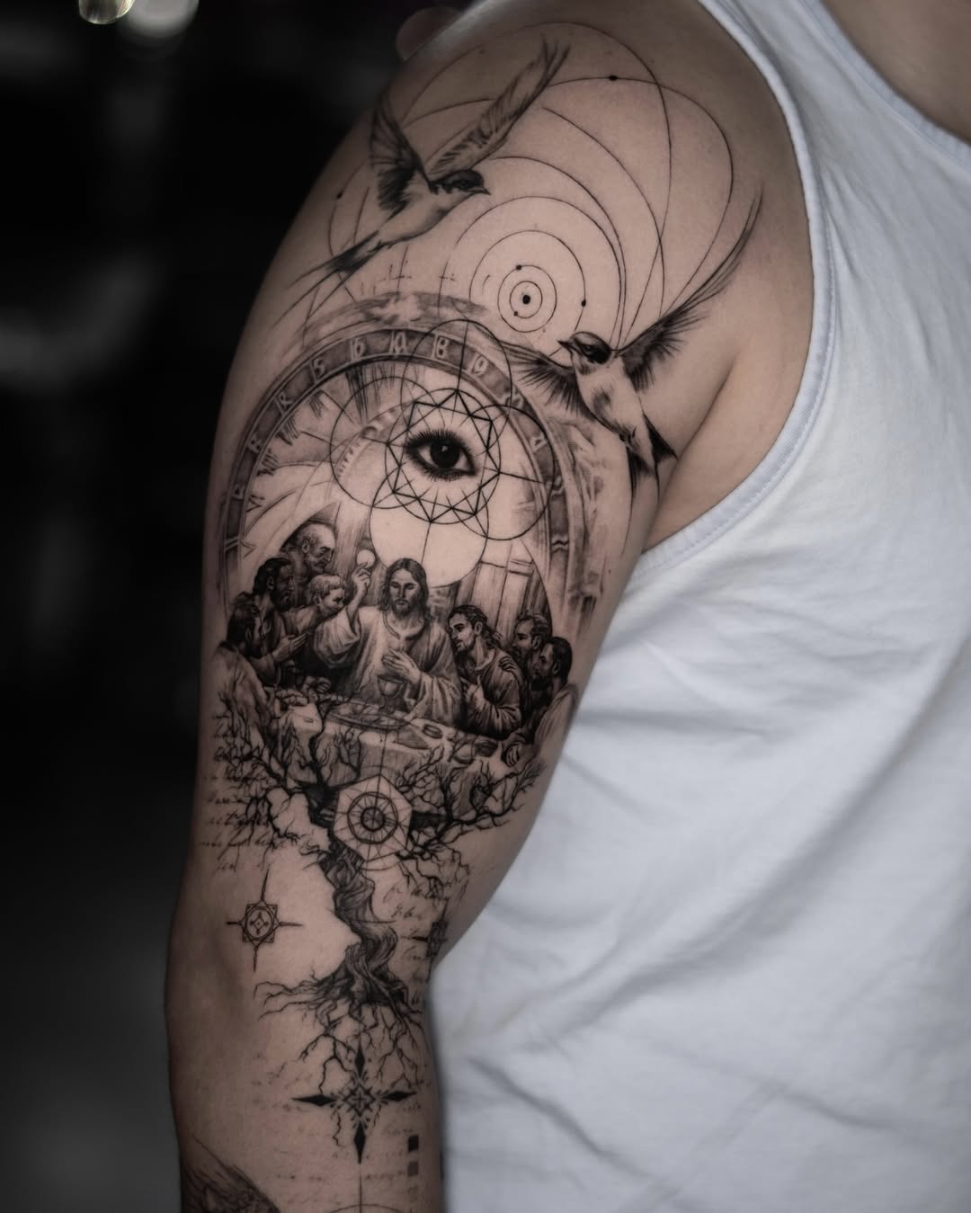 Tattoo by @ron.alvarez_tattoo — realism, geometric