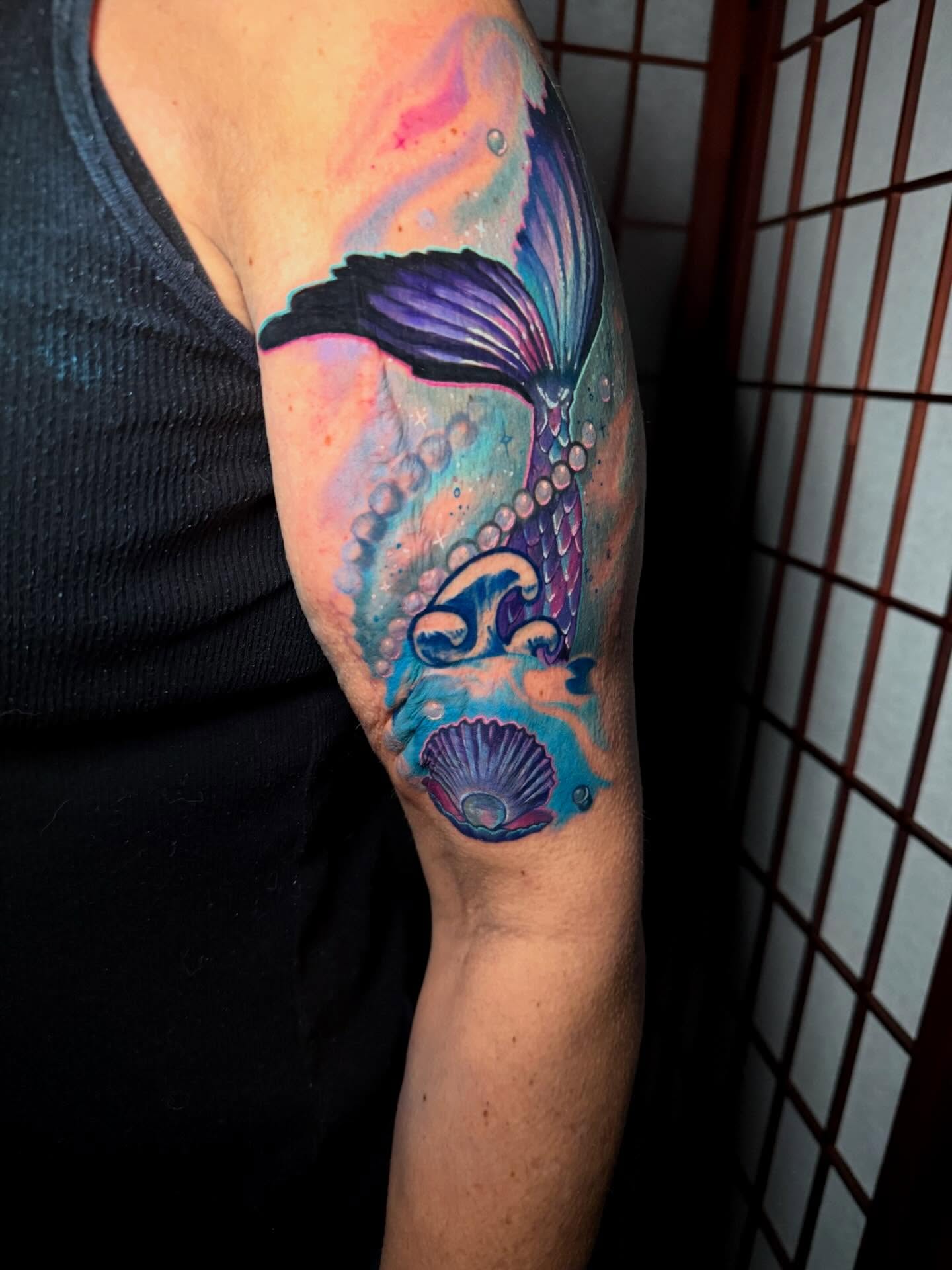 Tattoo by @inkmejohnny — watercolor, new_school