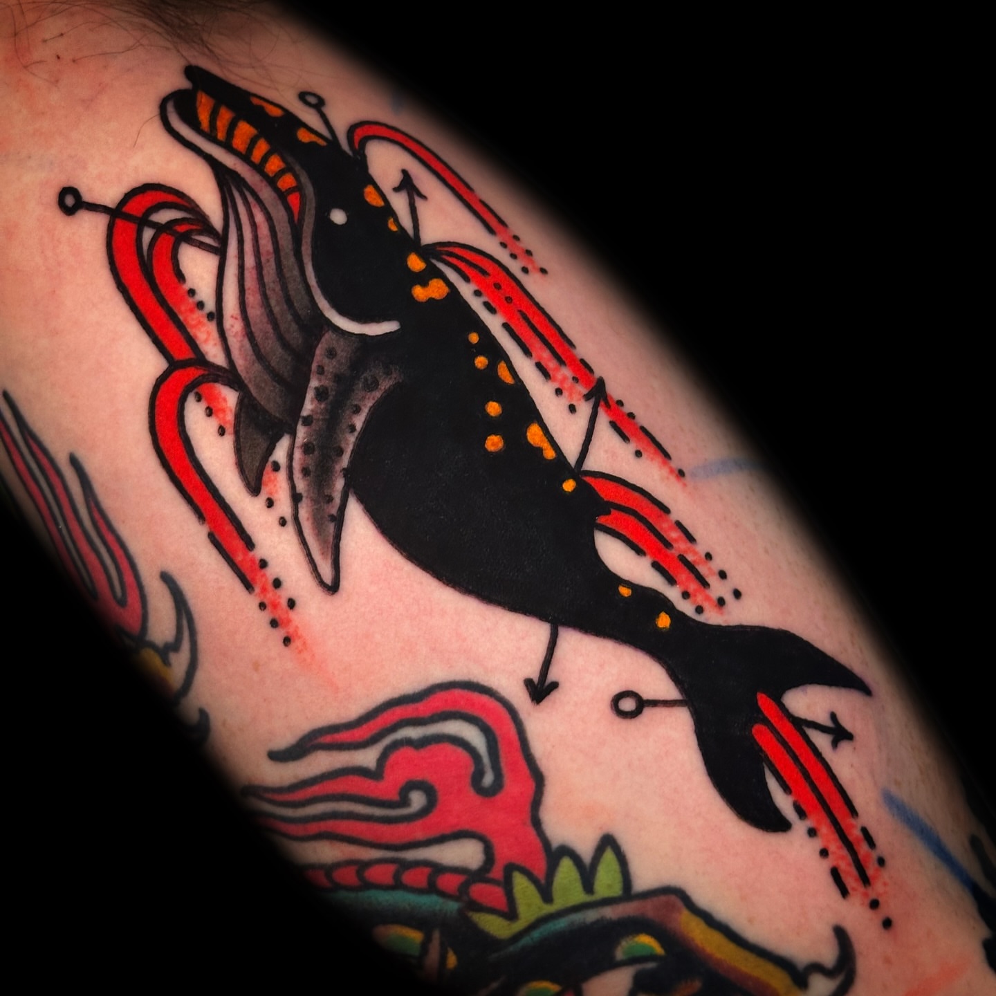 Tattoo by @dannyreistattoo — american_traditional, dotwork