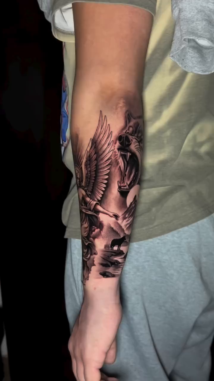 Eagle and rose realism tattoo by Jesse Reip, Lakewood, Ohio