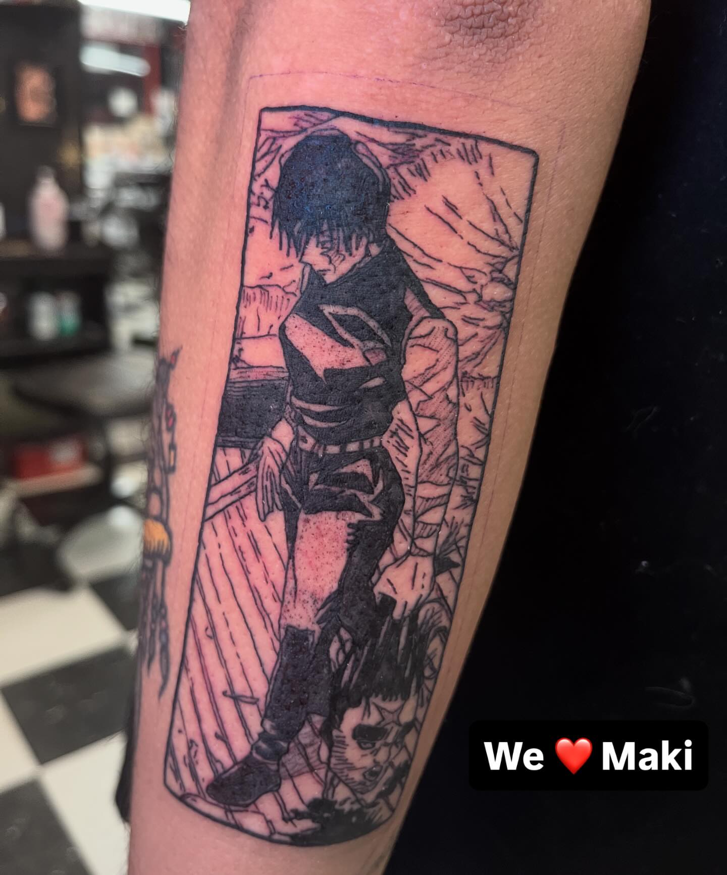 Anime character anime tattoo on the forearm by Sean Swanson Tattoo Salem Oregon, Salem, Oregon
