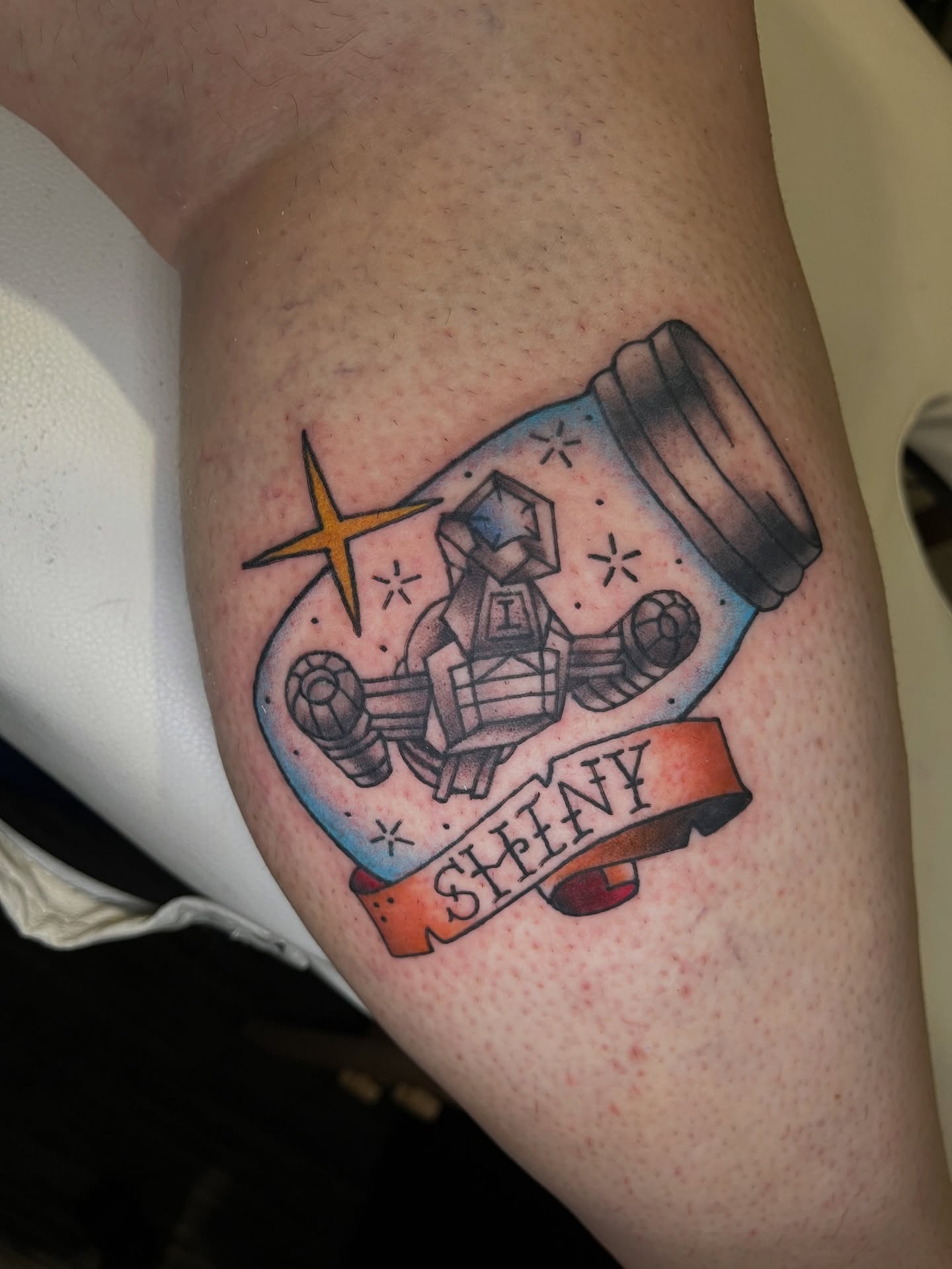 Gemstone in jar American traditional tattoo on the forearm by Brian Easlon