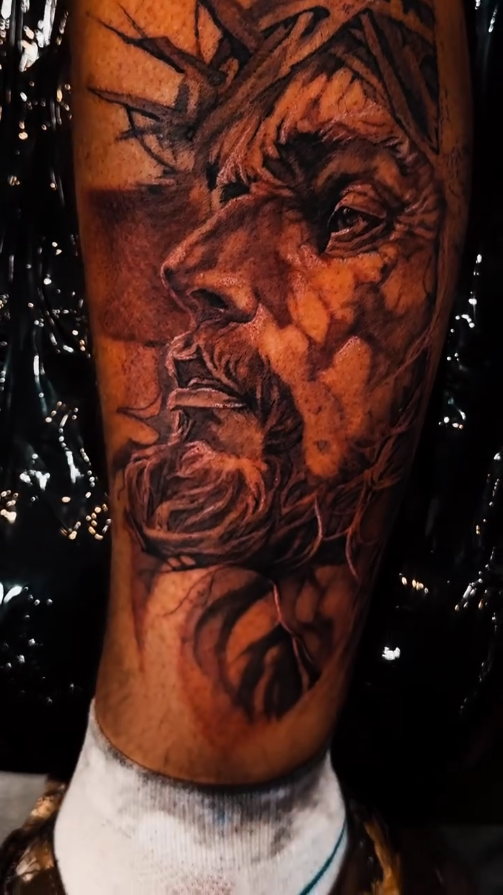Jesus Christ realism tattoo by Derrick Joe tattoos