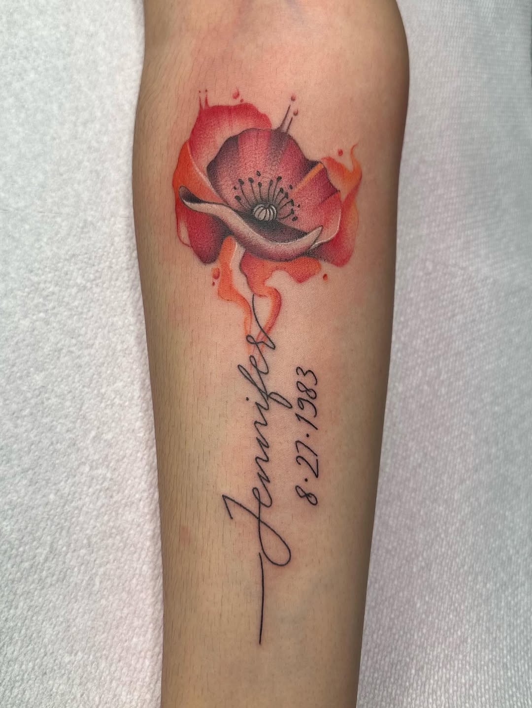Tattoo by @tattoosbyhails — lettering_script, watercolor