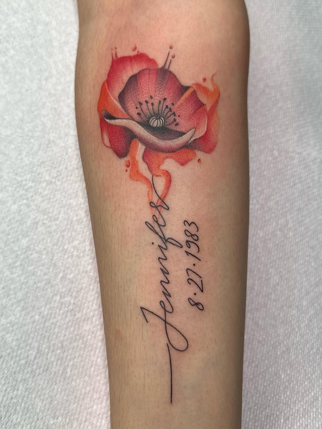 Tattoo by @tattoosbyhails — lettering_script, watercolor