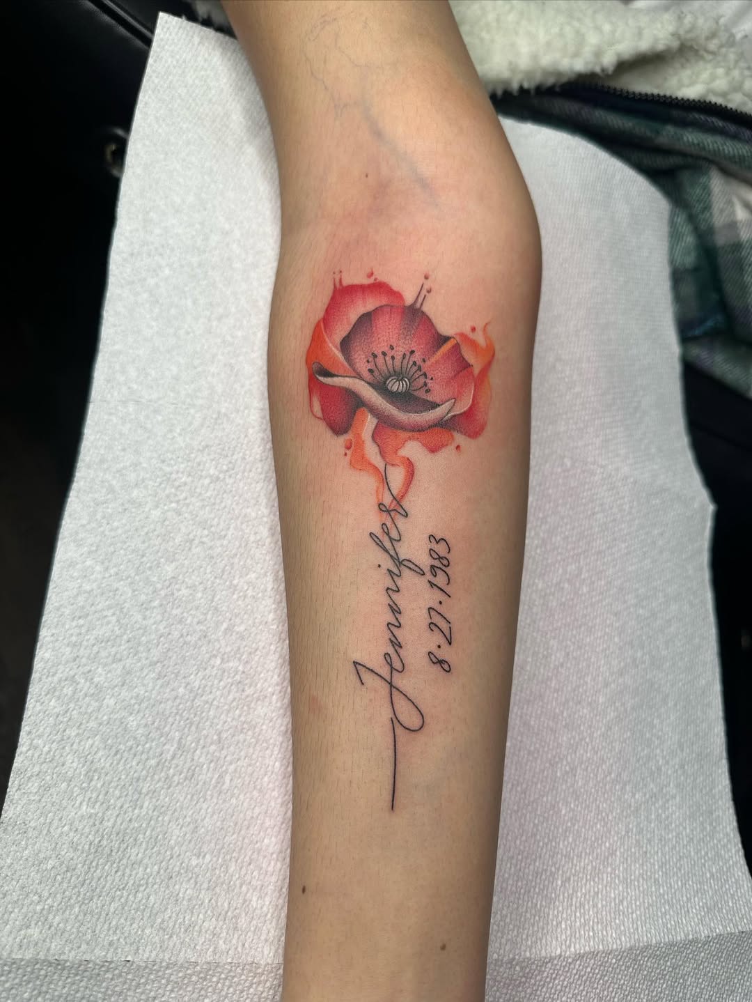 Tattoo by @tattoosbyhails — lettering_script, watercolor