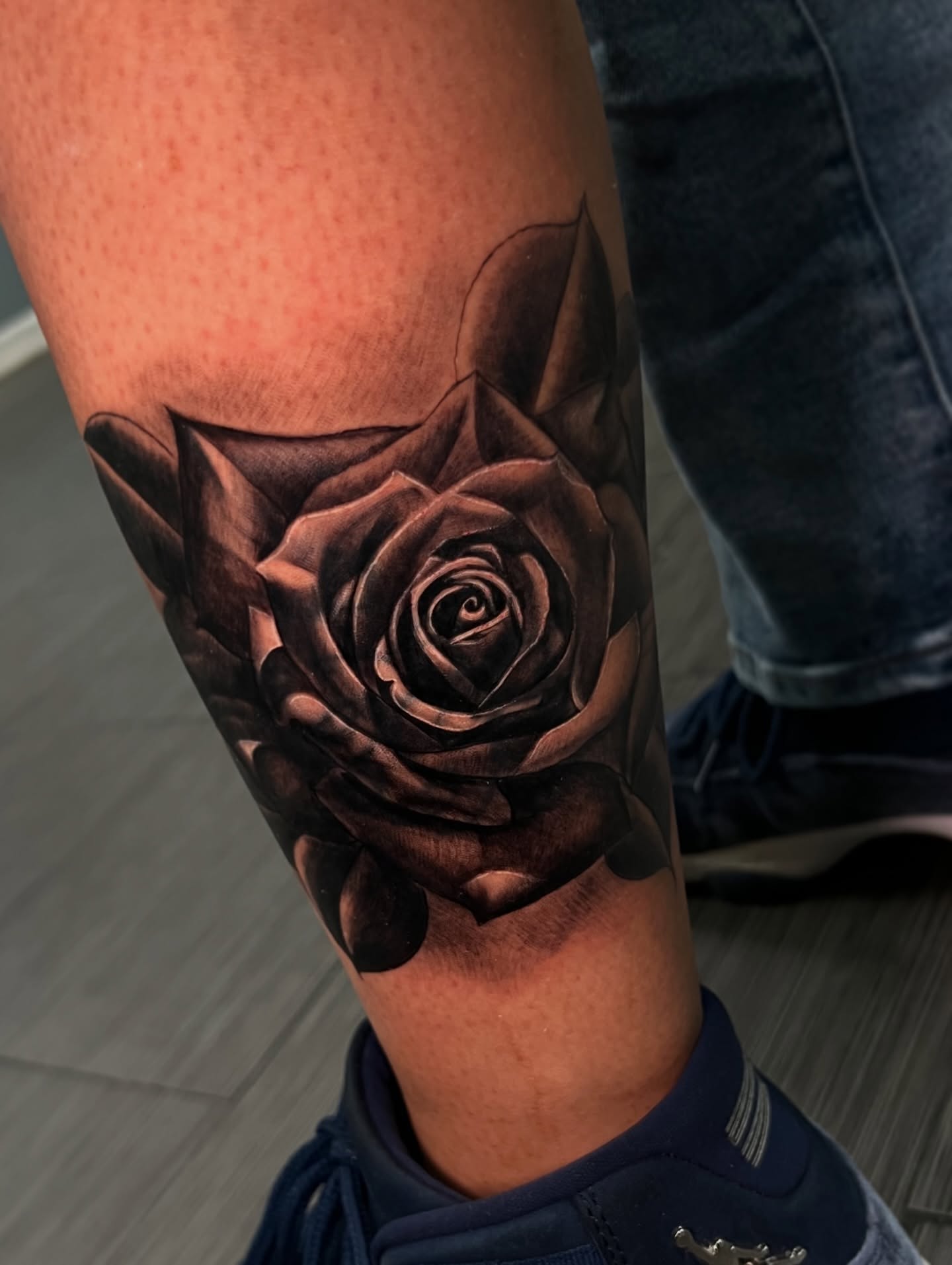 Rose realism tattoo on the forearm by Vondrae