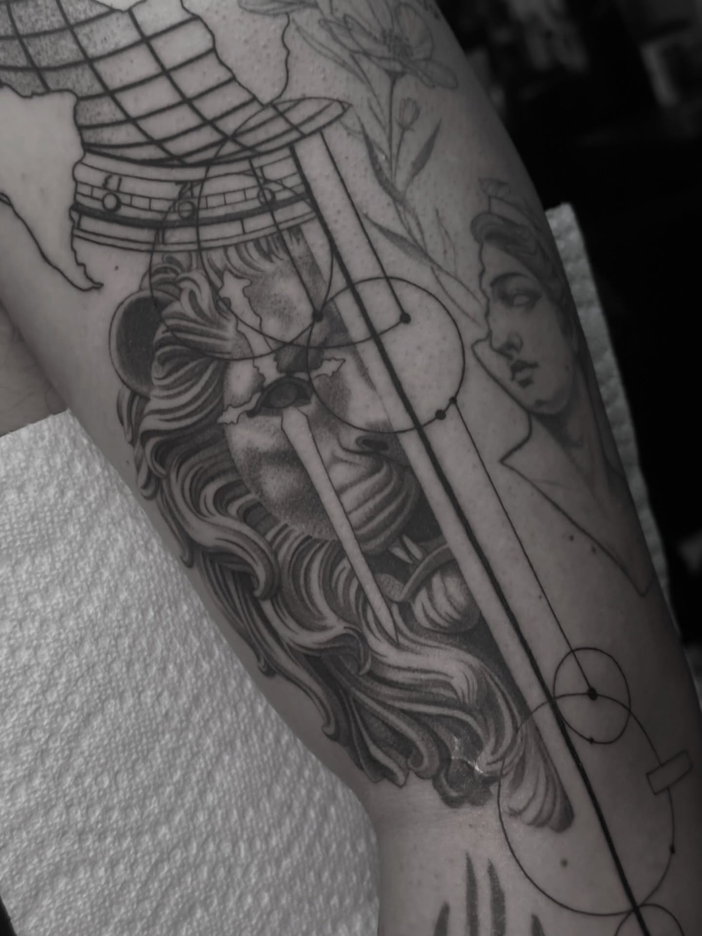 Tattoo by @beholds_ — black_and_grey, realism