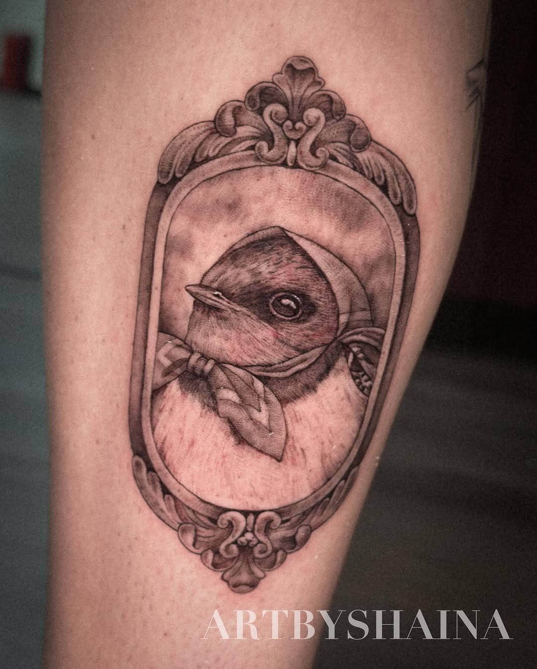 Tattoo by @artbyshaina — realism, black_and_grey