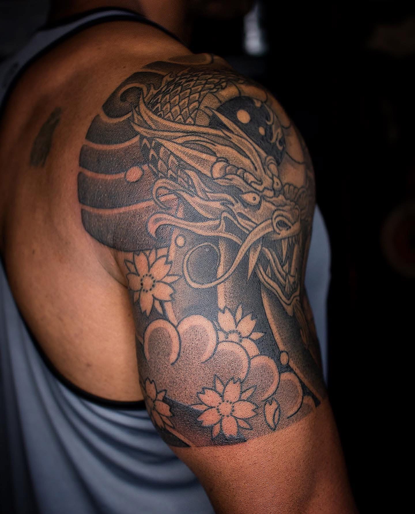 Tattoo by @luismarrufotattoo — japanese_irezumi, black_and_grey