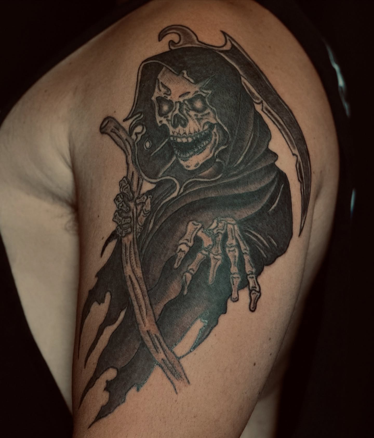 Tattoo by @needlecakeinc — black_and_grey, realism