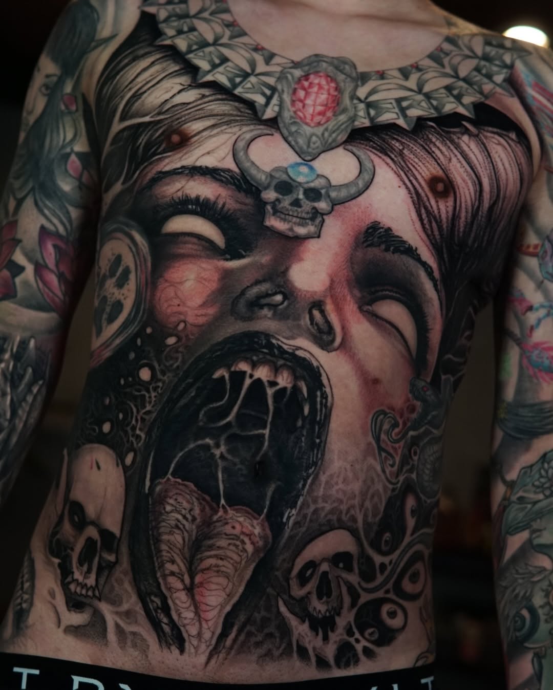 Tattoo by @aaronmtattoos — dark_realism, blackwork