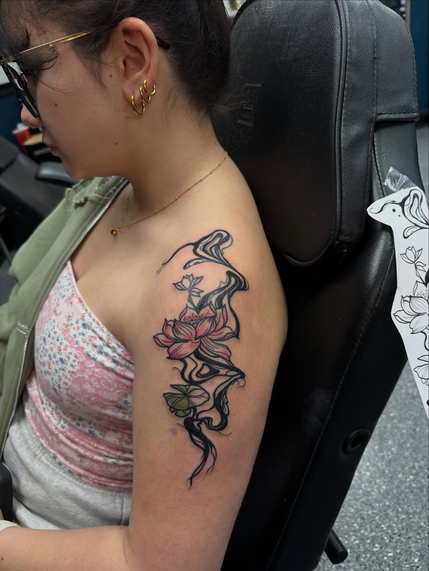 Tattoo by @pushingpigment1117 — black_and_grey