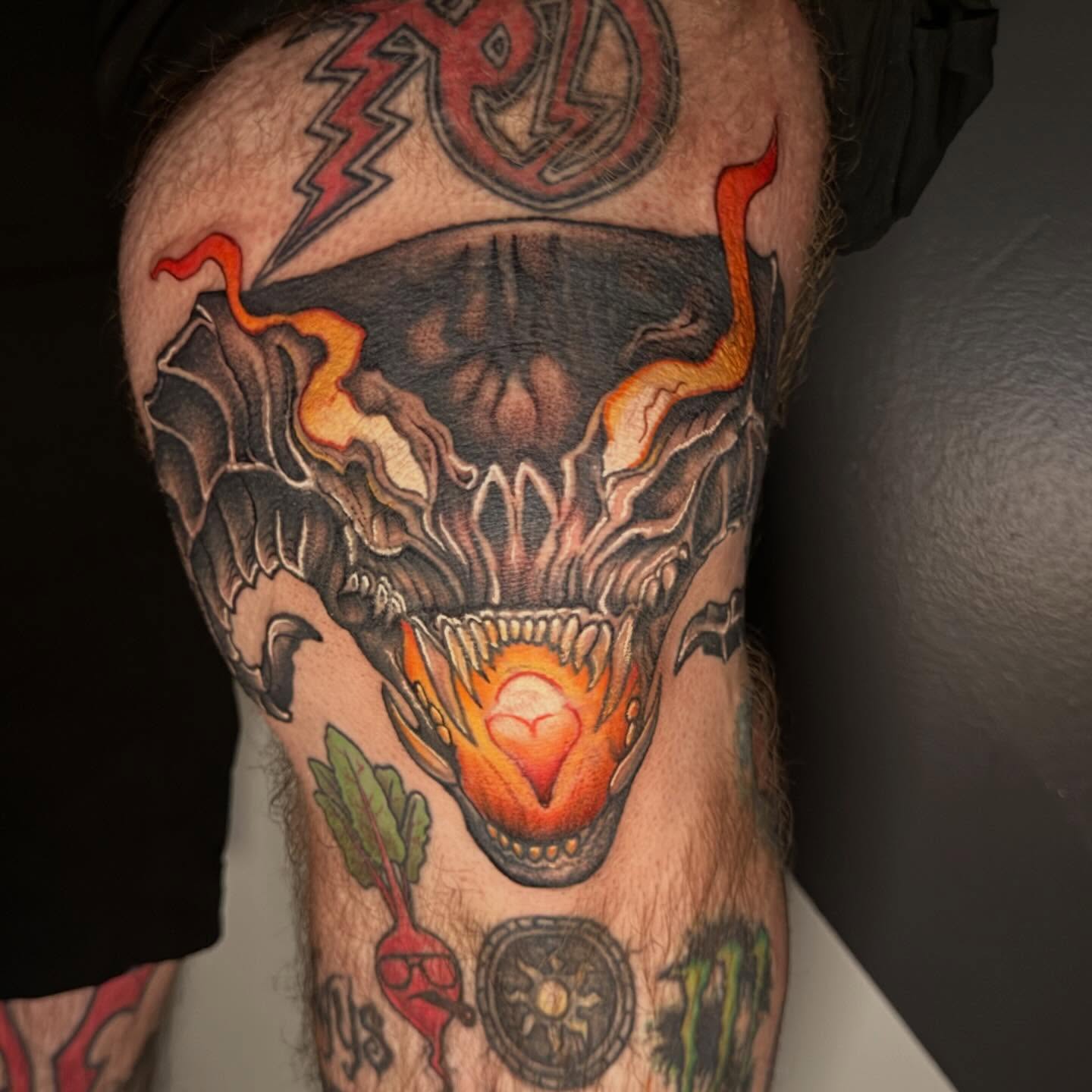 Demon skull dark realism tattoo on the forearm by Katie Rojas