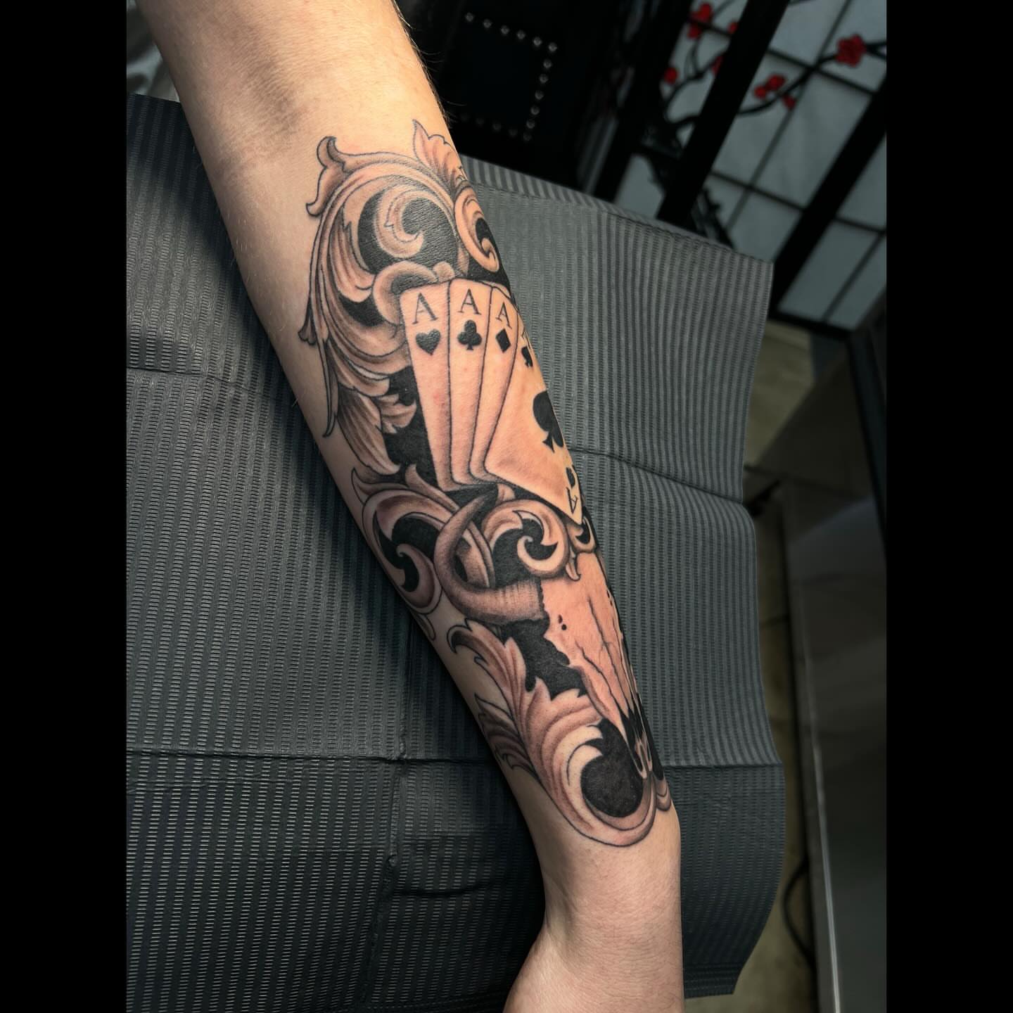 Tattoo by @artbydollface — american_traditional, black_and_grey