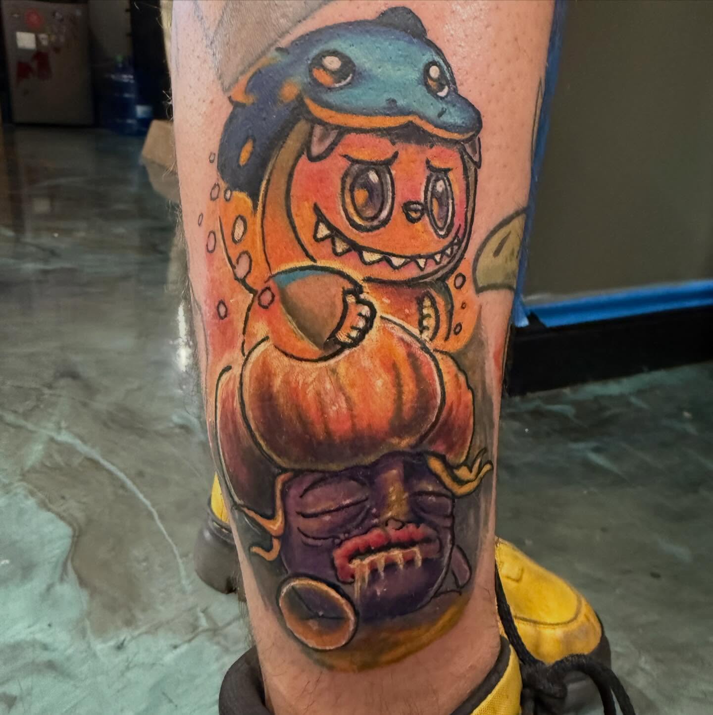 Monster dotwork tattoo on the forearm by Devon Beyer, Mission, Kansas