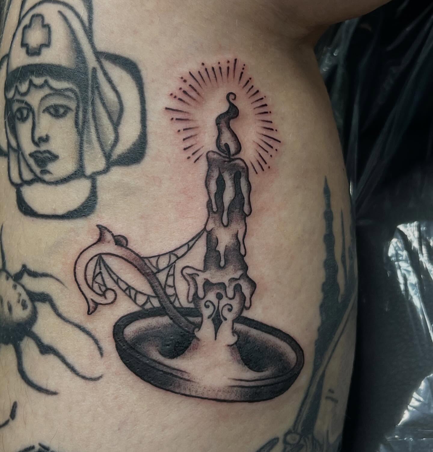 Tattoo by @chameleonart — black_and_grey