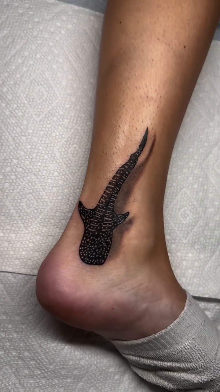 Whale shark dotwork tattoo by Tat by Brendan
