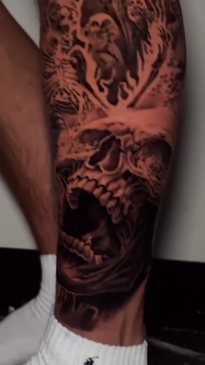 Tattoo by @inklayr β dark_realism, black_and_grey