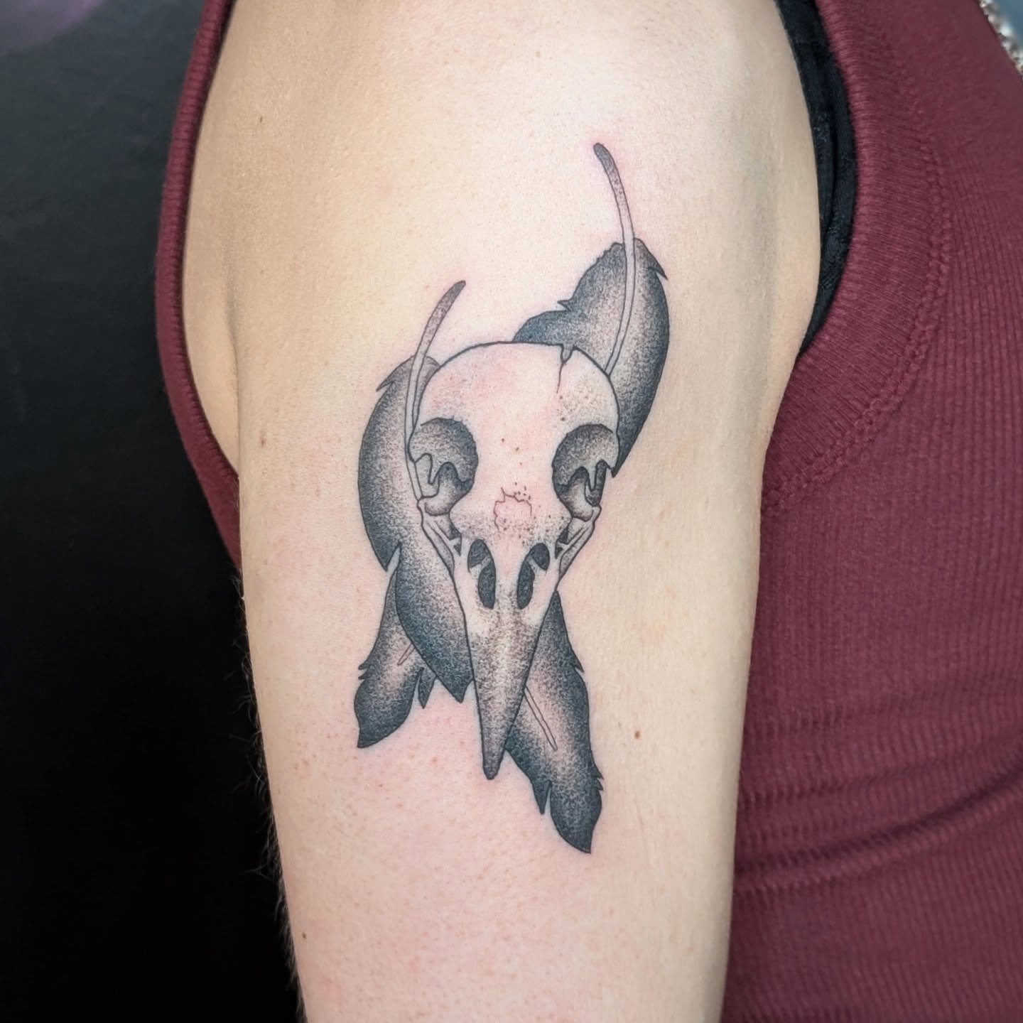 Skull dotwork tattoo on the forearm by π²π°πket