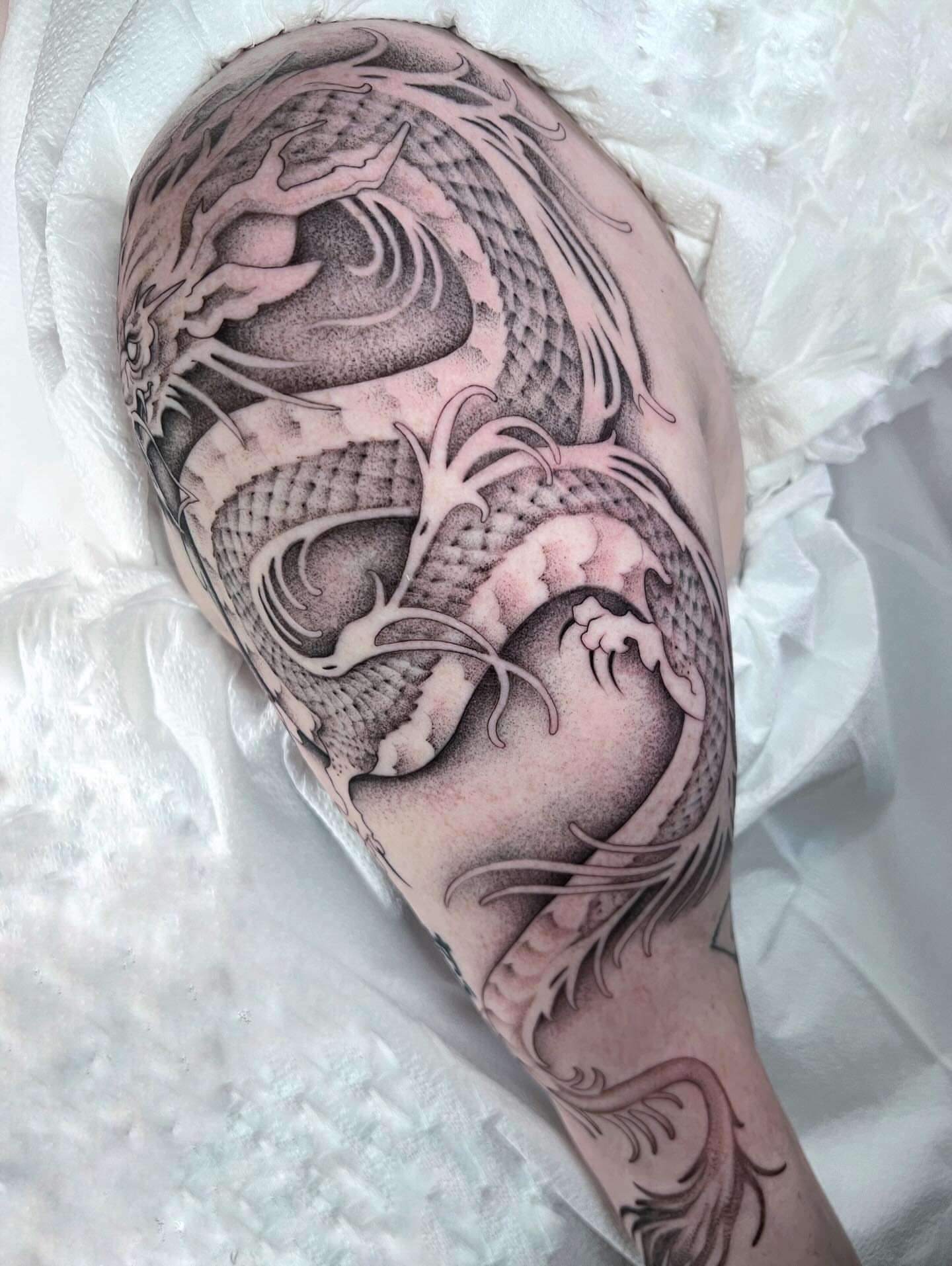 Tattoo by @annawolfftattoos — black_and_grey, realism