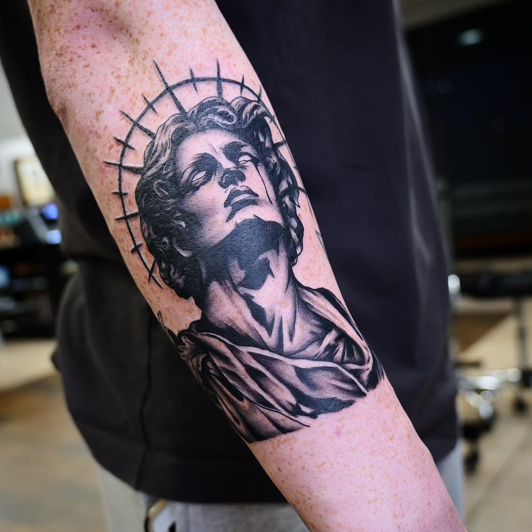 Tattoo by @dunebuggybobby — black_and_grey, realism