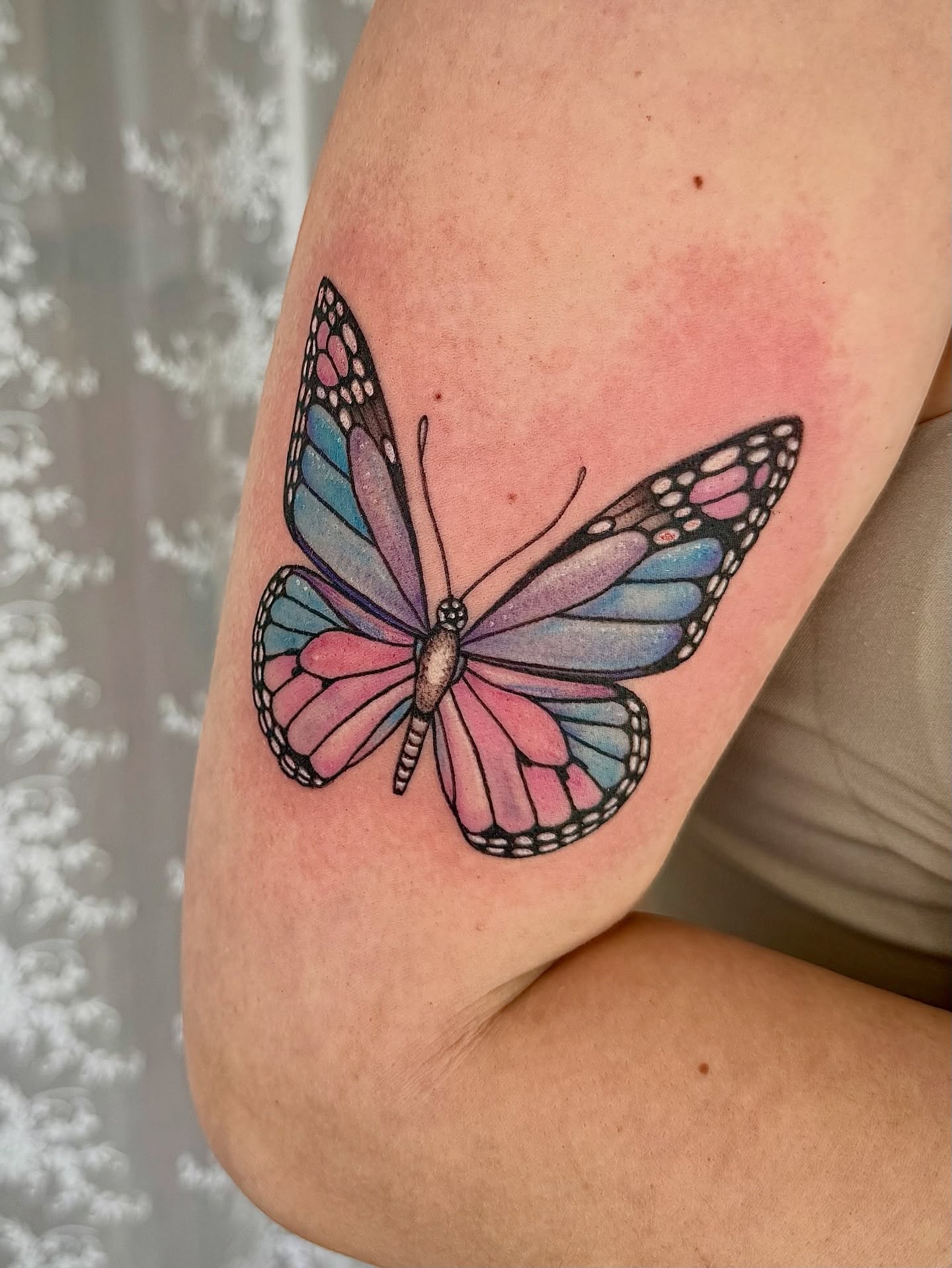 Butterfly realism tattoo on the forearm by Lindsay Shriver