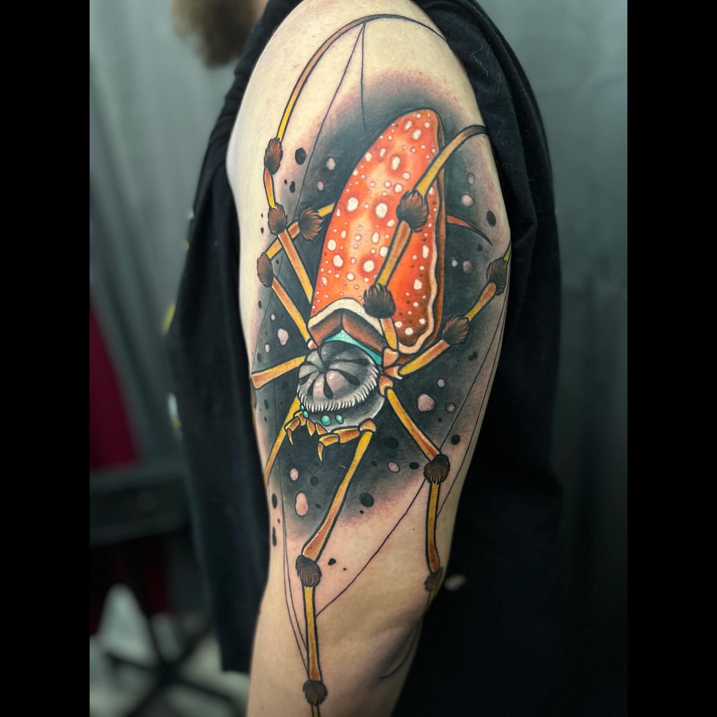 Beetle dotwork tattoo on the forearm by BodyArtByAlia