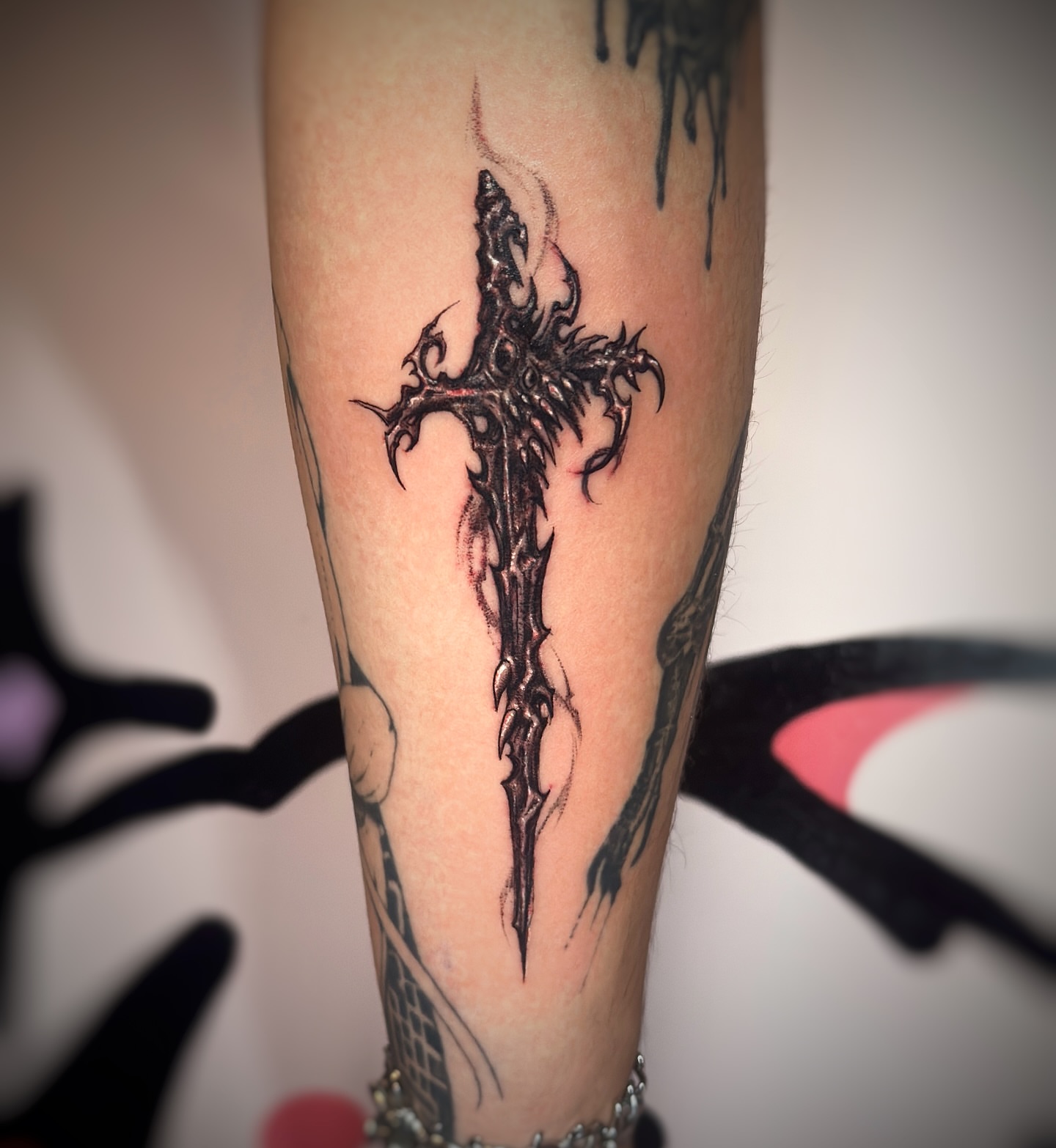 Tattoo by @jeminren — black_and_grey, dark_realism