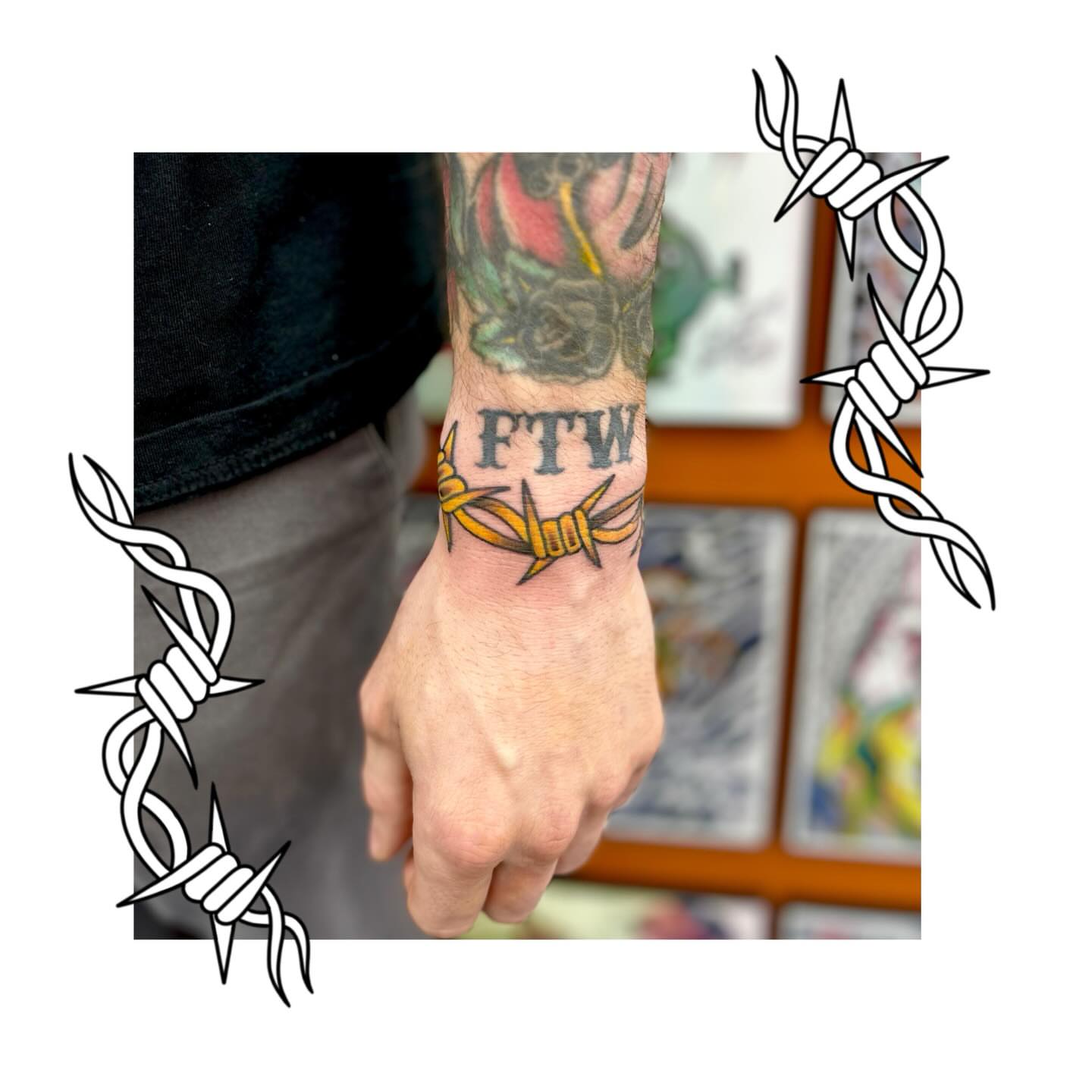Barbed wire American traditional tattoo on the forearm by Lip™